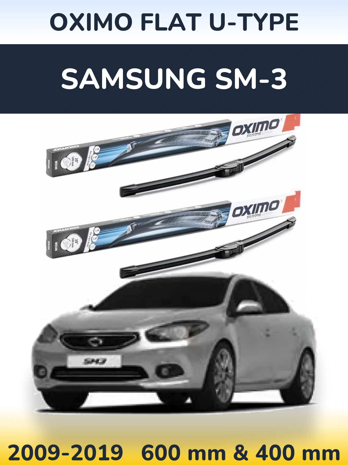 Комплект передніх щіток Oximo Flat U-type 600 & 400 мм для Samsung SM-3 2009-2019