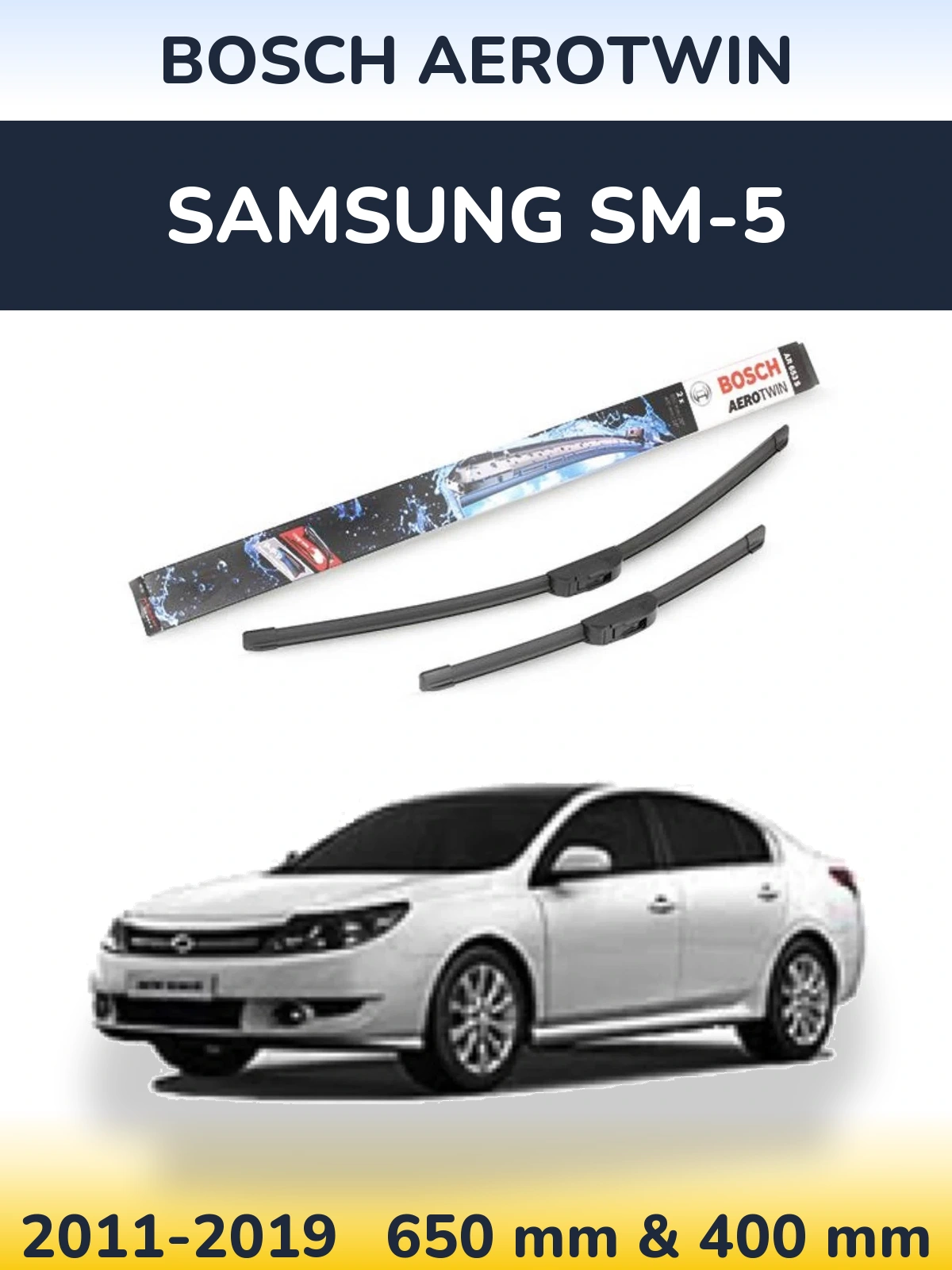 Комплект передних дворников BOSCH AeroTwin 650 & 400 мм для Samsung SM-5 2011-2019