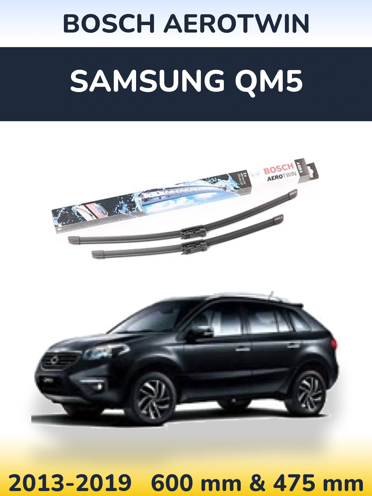 Комплект передніх щіток BOSCH AeroTwin 600 & 475 мм для Samsung QM5 2013-2019