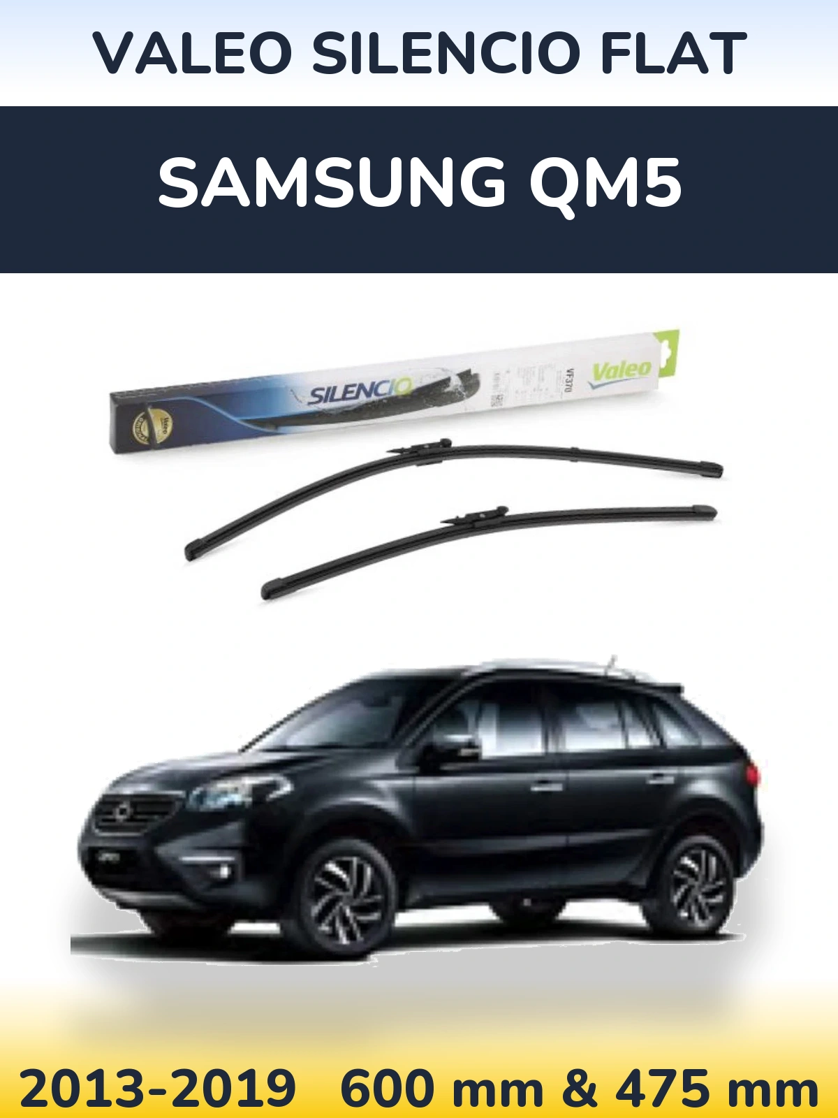 Комплект передніх щіток Valeo Silencio Flat 600 & 475 мм для Samsung QM5 2013-2019