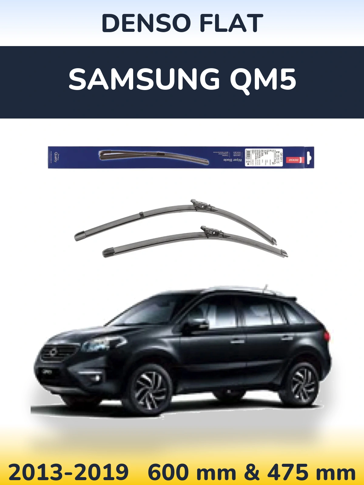 Комплект передних дворников Denso Flat 600 & 475 мм для Samsung QM5 2013-2019
