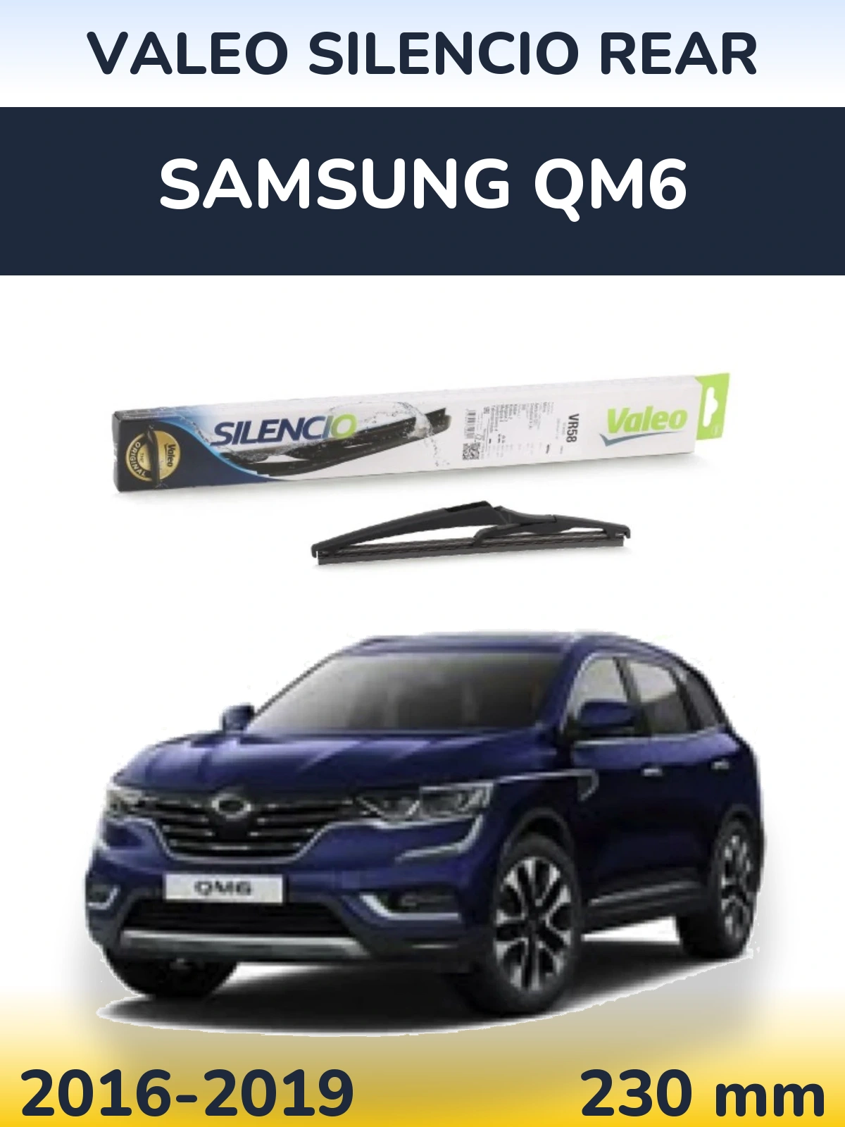 Rear wiper blade Valeo Silencio Rear 240 mm for Samsung QM6 2016-2019
