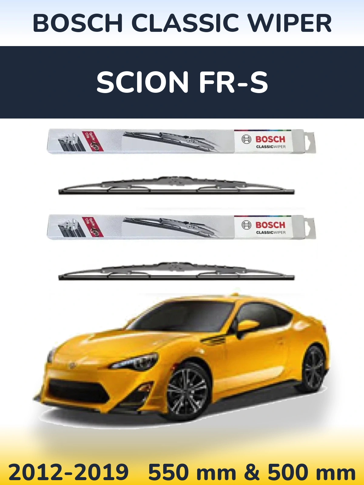 Комплект передніх щіток BOSCH Classic Wiper 550 & 500 мм для Scion FR-S 2012-2019