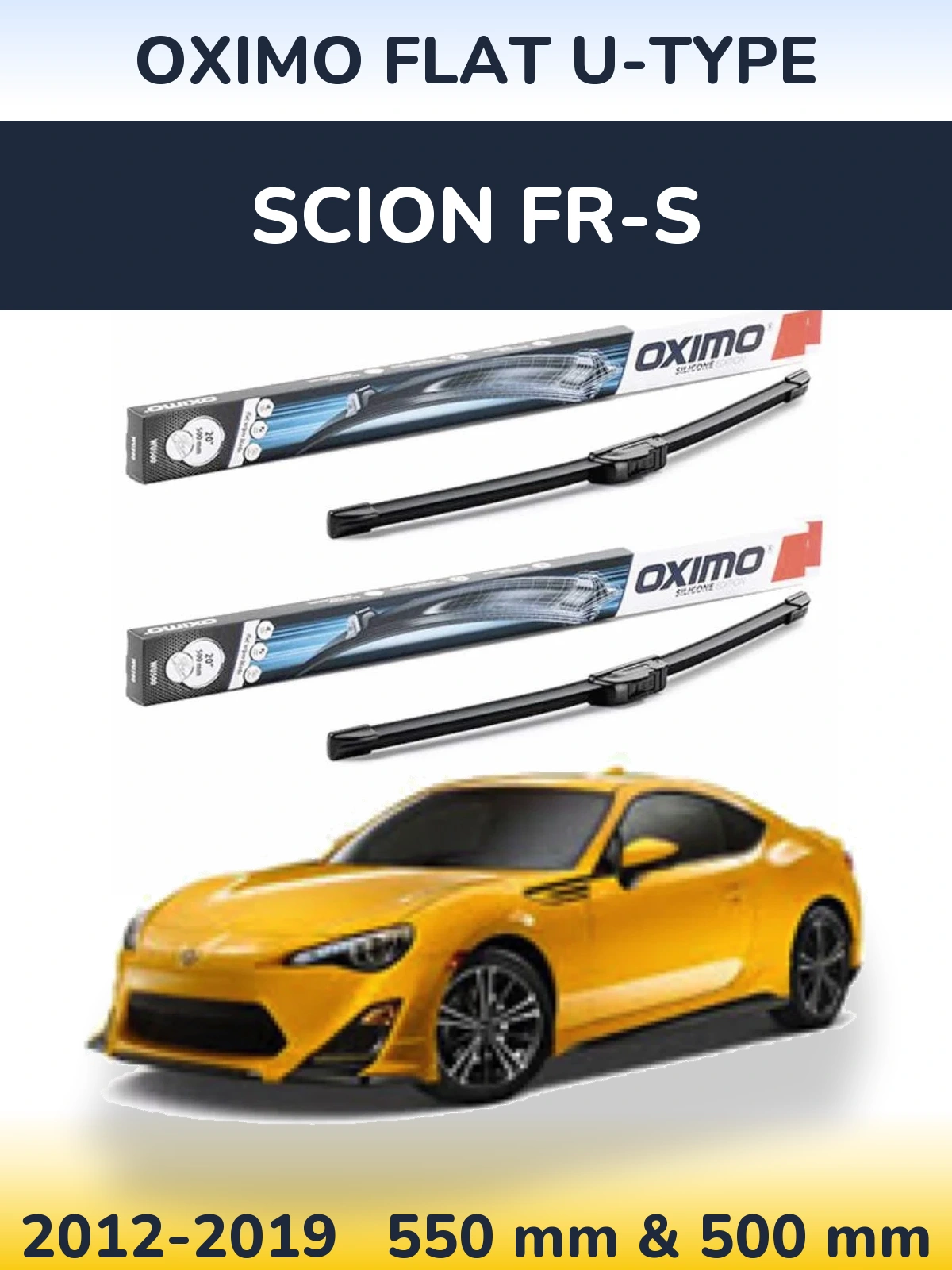 Комплект передних дворников Oximo Flat U-type 550 & 500 мм для Scion FR-S 2012-2019