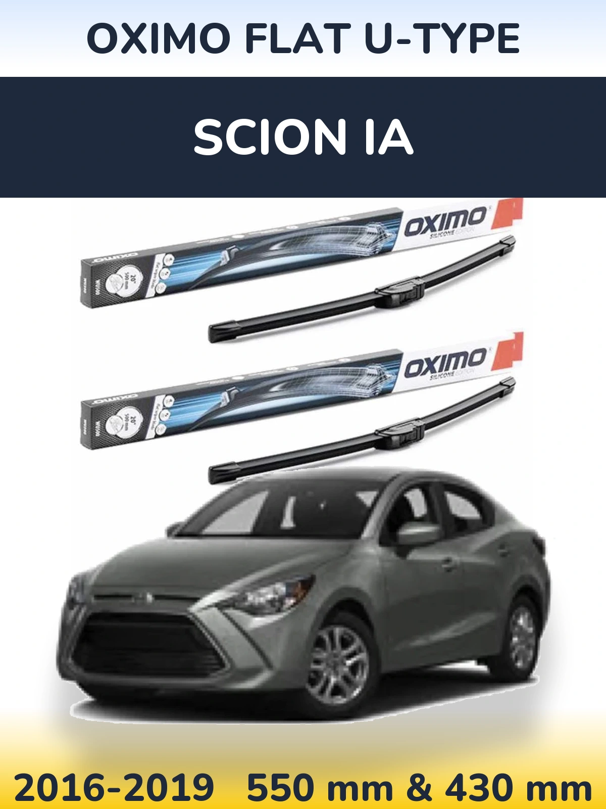Комплект передних дворников Oximo Flat U-type 550 & 430 мм для Scion iA 2016-2019