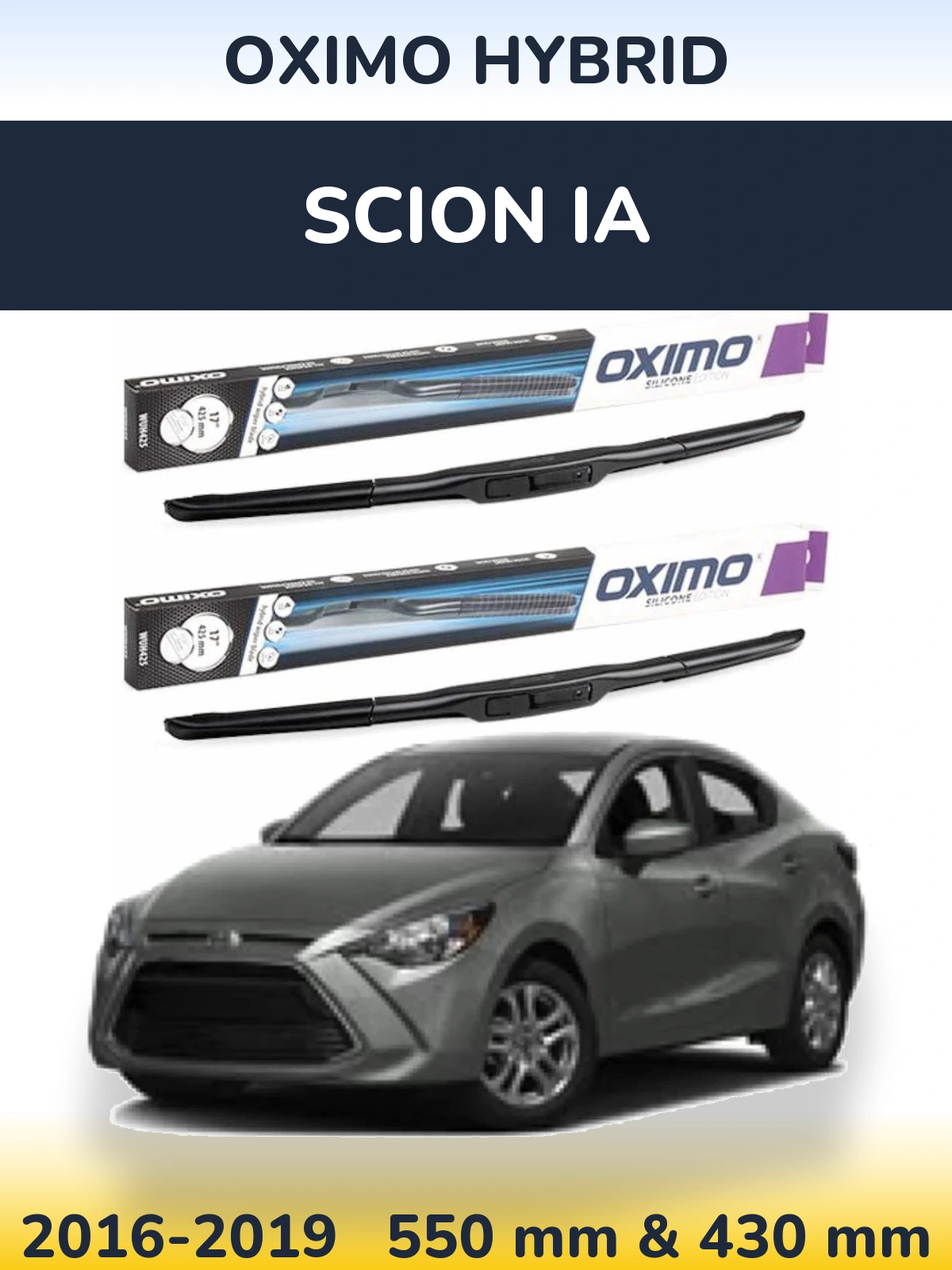 Front wiper blade set Oximo Hybrid 550 & 430 mm for Scion iA 2016-2019