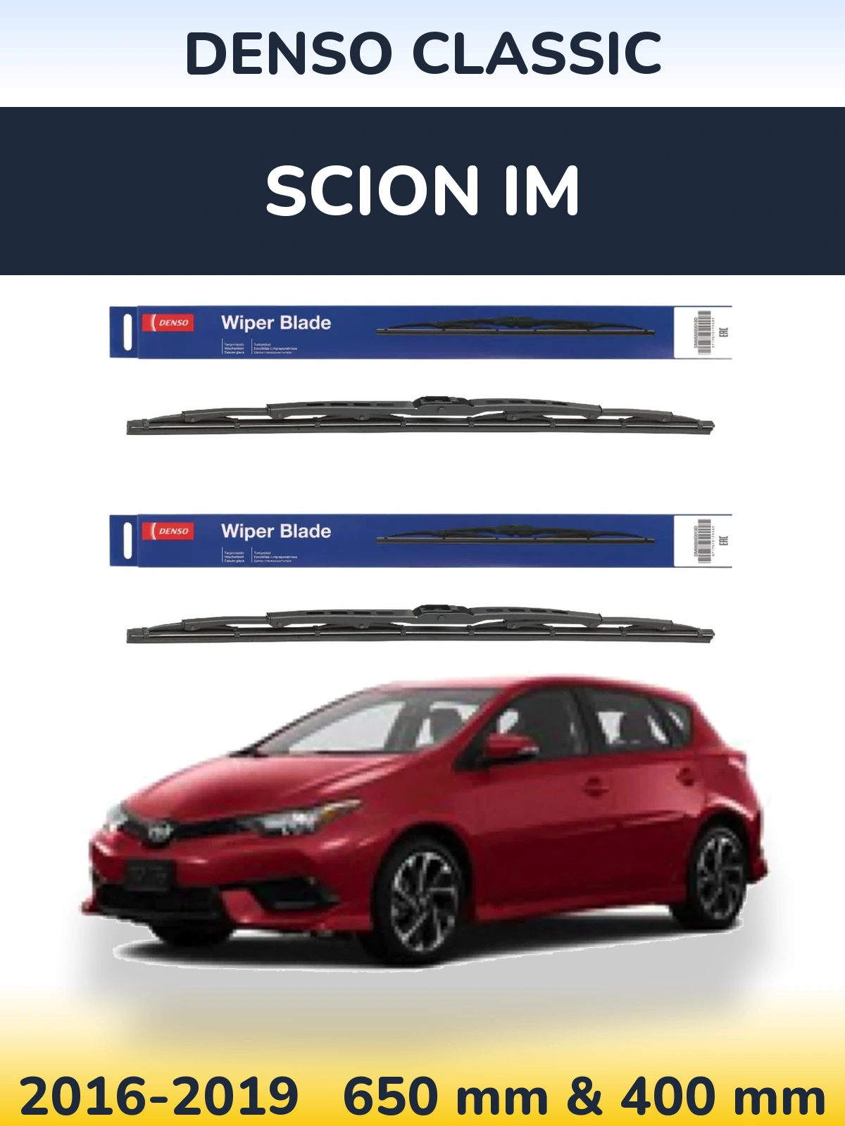 Комплект передних дворников Denso Classic 650 & 400 мм для Scion iM 2016-2019