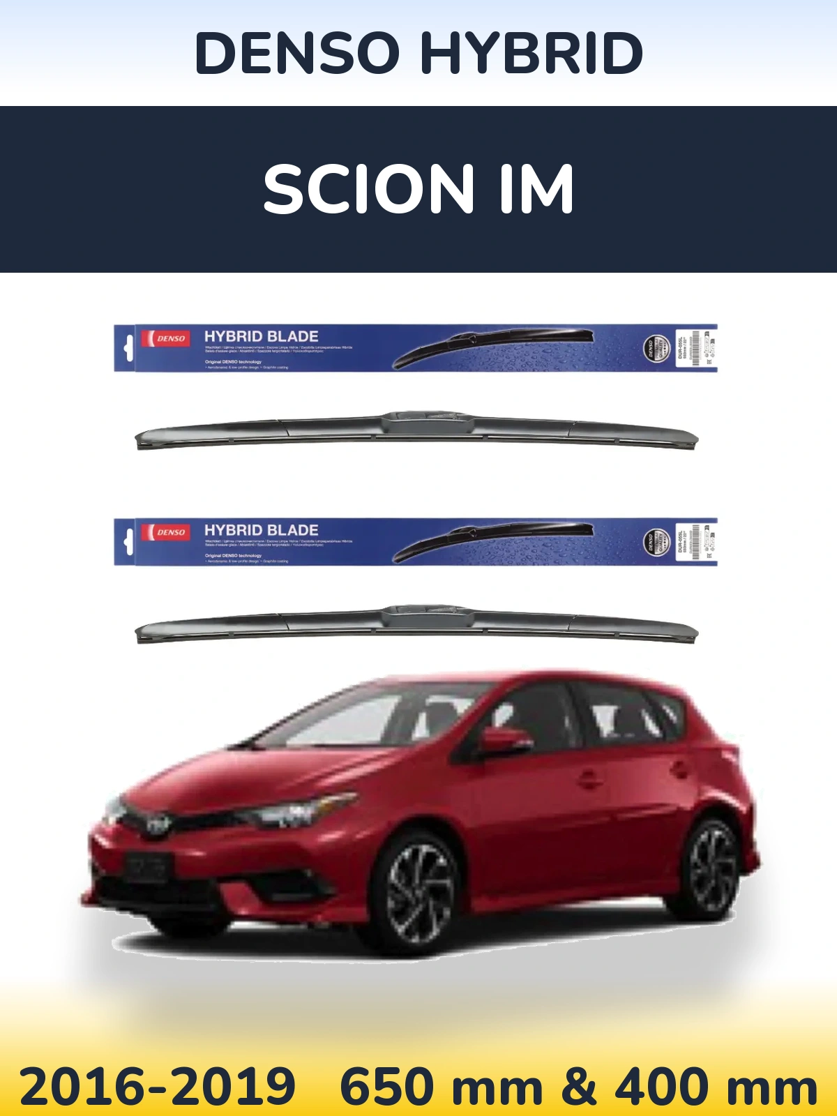 Комплект передніх щіток Denso Hybrid 650 & 400 мм для Scion iM 2016-2019