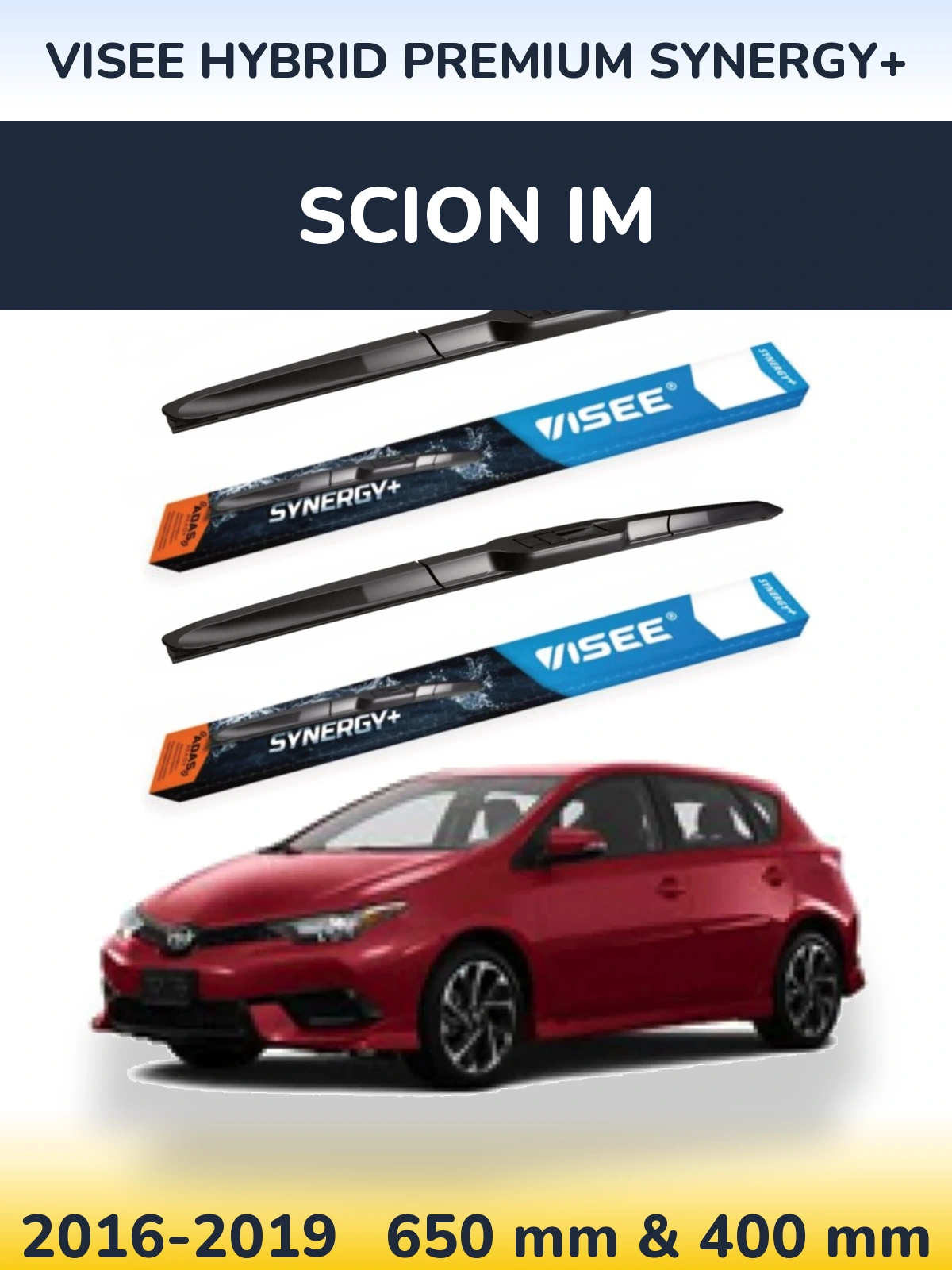 Комплект передних дворников VISEE HYBRID PREMIUM SYNERGY+ 650 & 400 мм для Scion iM 2016-2019