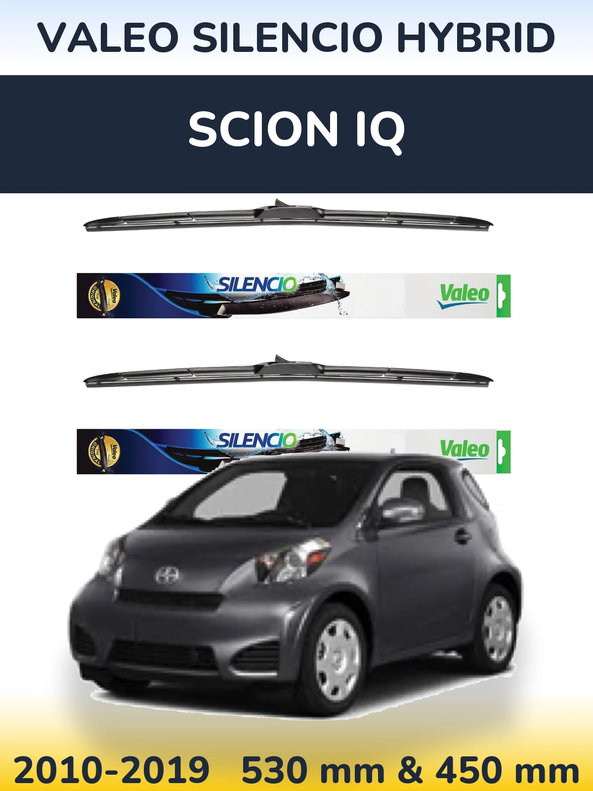 Комплект передних дворников Valeo Silencio Hybrid 530 & 450 мм для Scion iQ 2010-2019