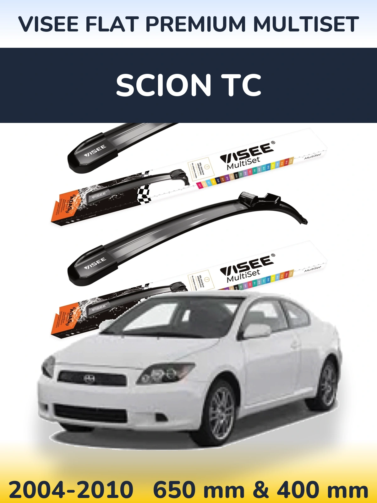 Комплект передніх щіток VISEE FLAT PREMIUM MultiSet 650 & 400 мм для Scion tC 2004-2010