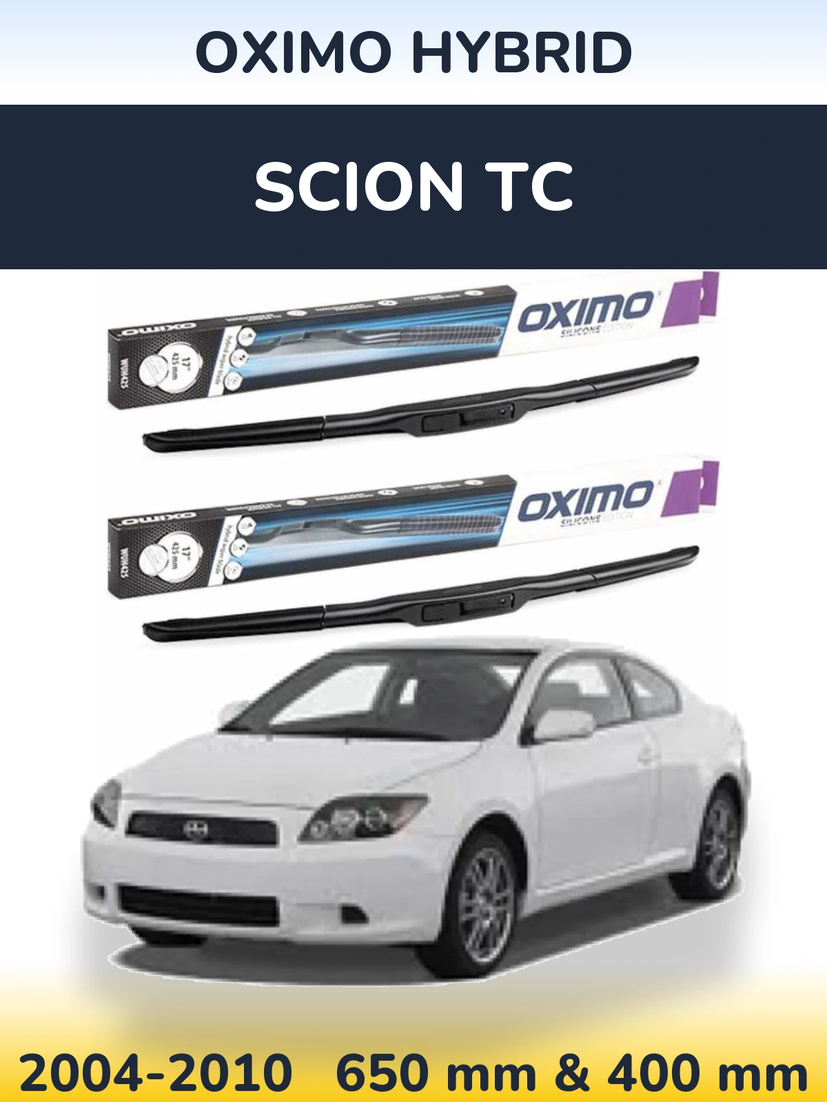 Комплект передних дворников Oximo Hybrid 650 & 400 мм для Scion tC 2004-2010