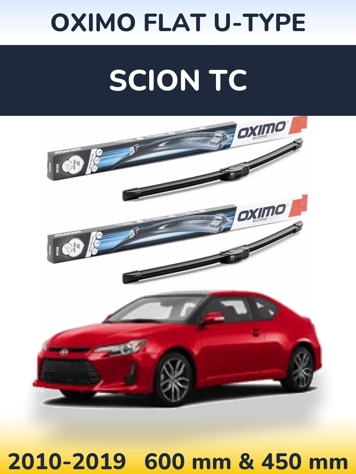Комплект передних дворников Oximo Flat U-type 600 & 450 мм для Scion tC 2010-2019
