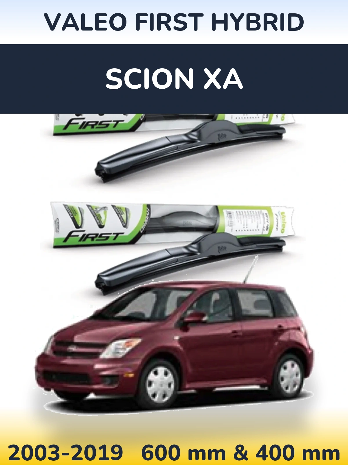 Комплект передних дворников Valeo First Hybrid 600 & 400 мм для Scion xA 2003-2019