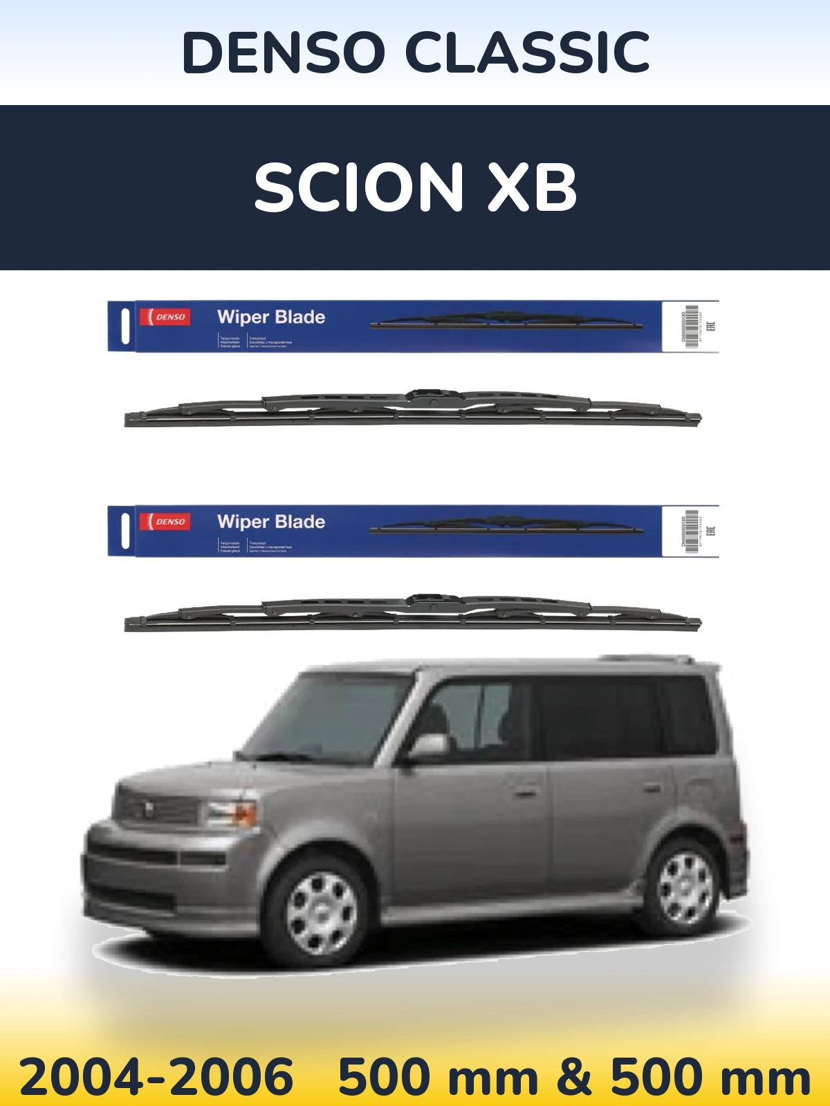 Front wiper blade set Denso Classic 500 & 500 mm for Scion xB 2004-2006