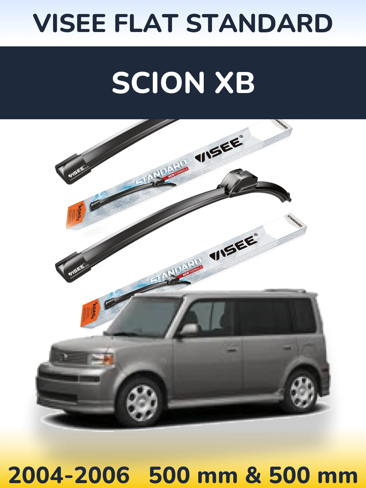 Комплект передних дворников VISEE FLAT STANDARD 500 & 500 мм для Scion xB 2004-2006