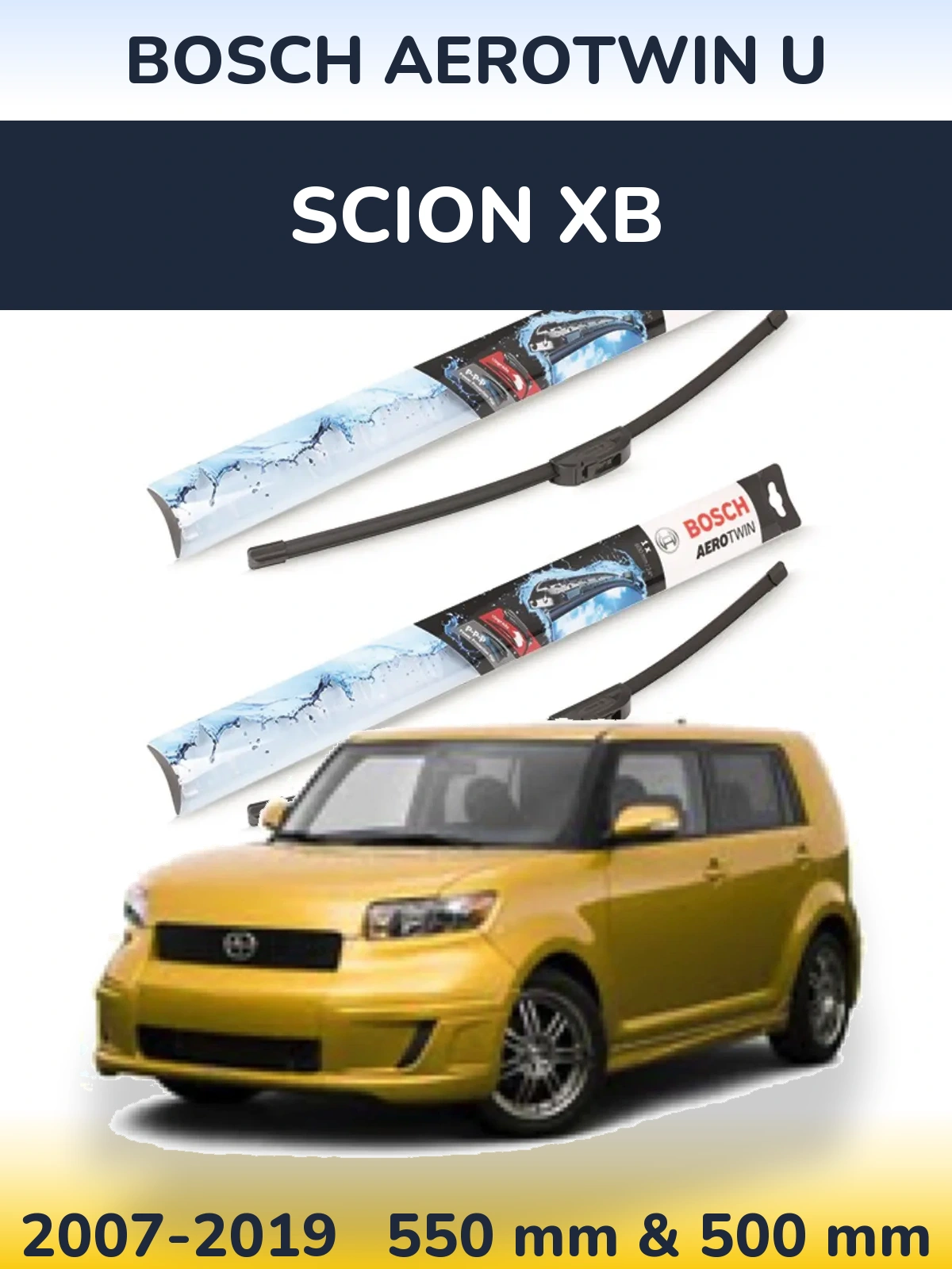 Комплект передних дворников BOSCH AeroTwin U 550 & 500 мм для Scion xB 2007-2019