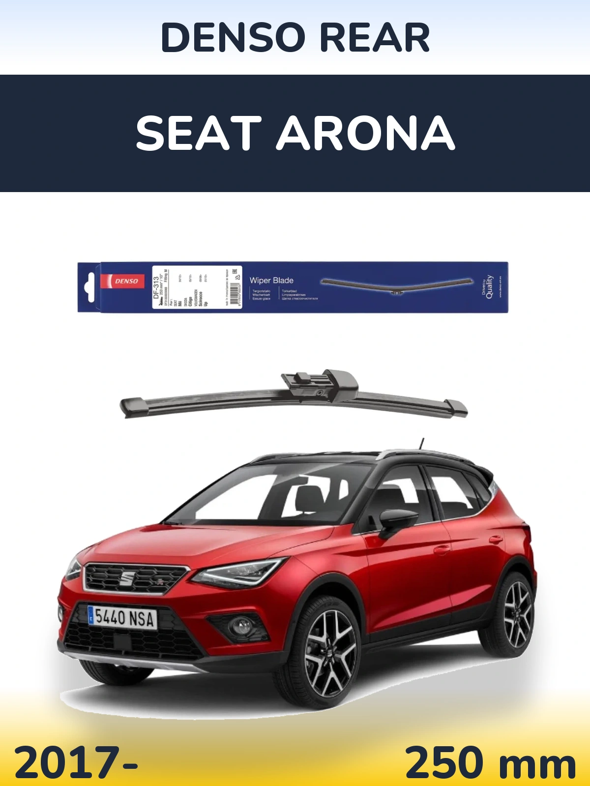 Rear wiper blade Denso Rear 250 mm for SEAT Arona 2017-2026