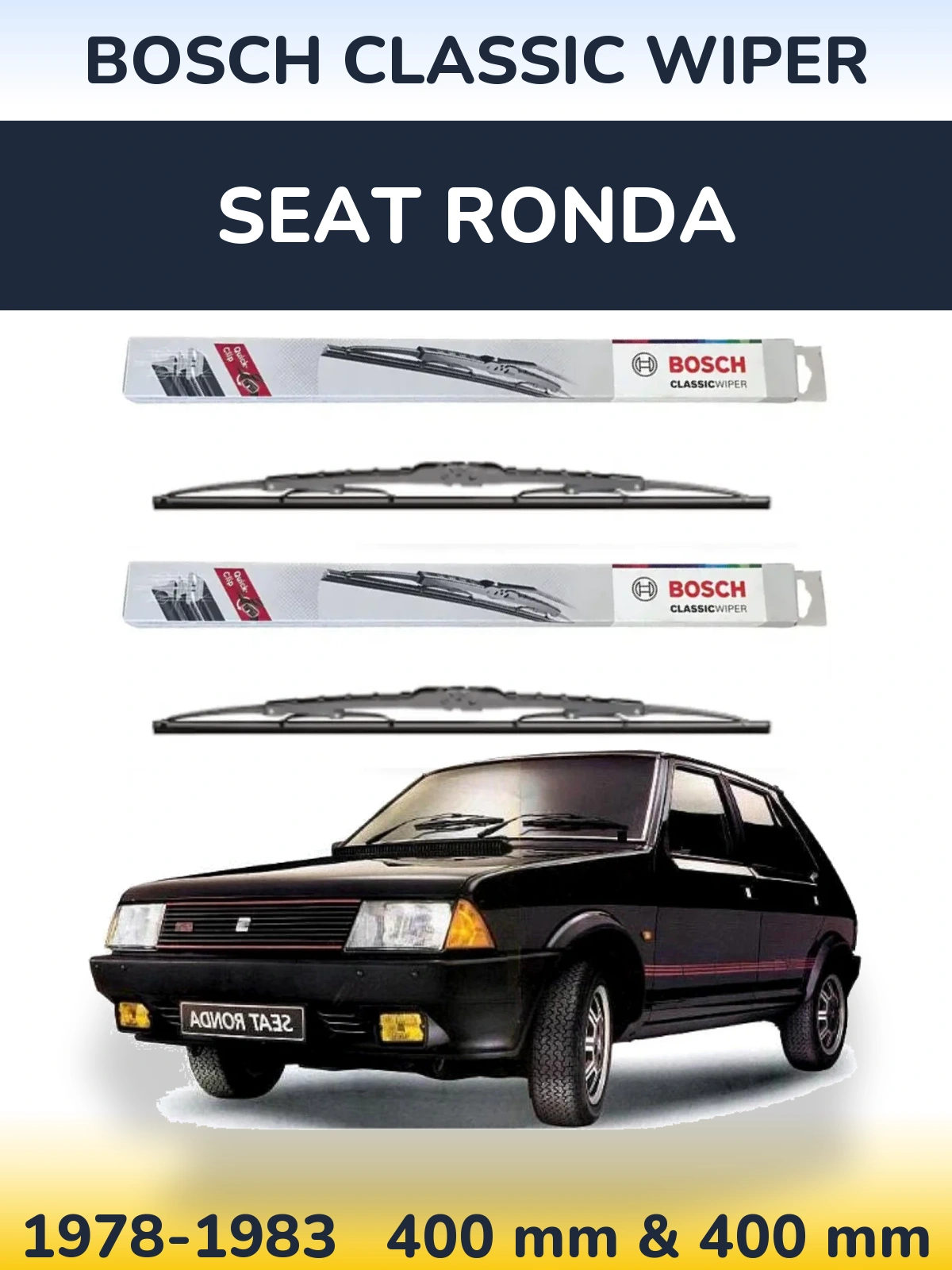 Front wiper blade set BOSCH Classic Wiper 400 & 400 mm for SEAT Ronda 1978-1983