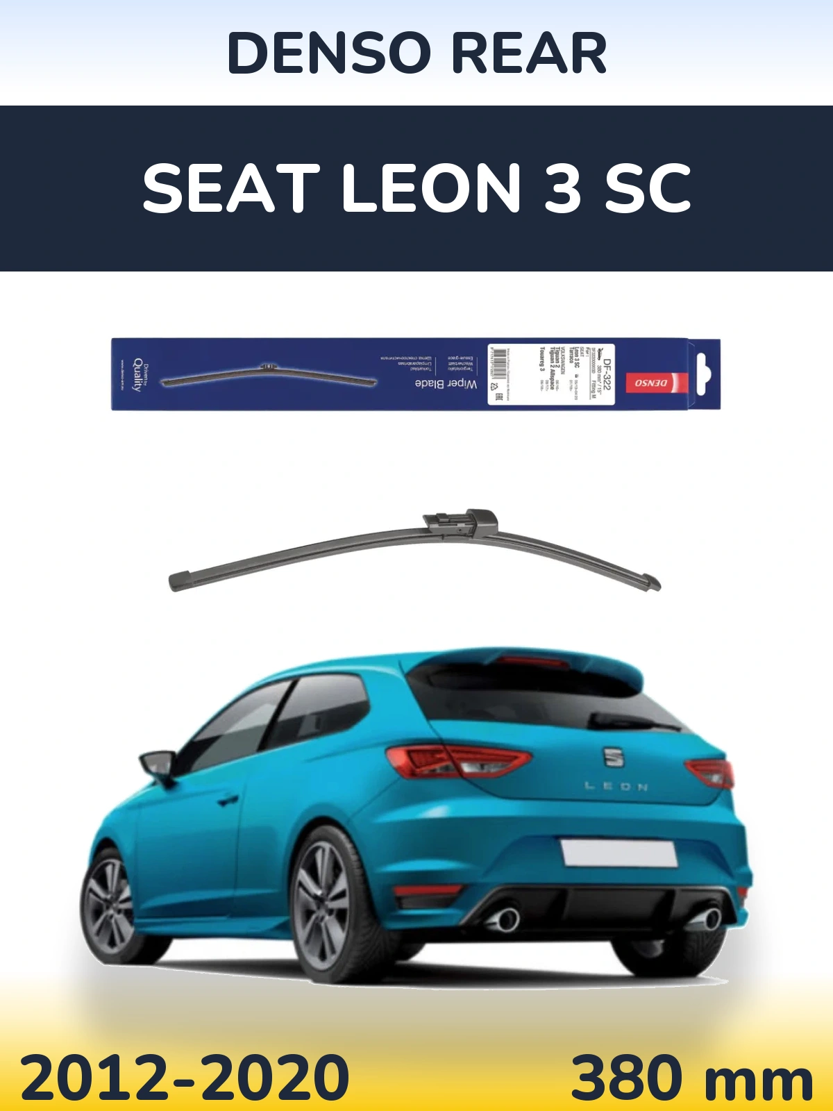 Rear wiper blade Denso Rear 380 mm for SEAT Leon 3 SC 2012-2020