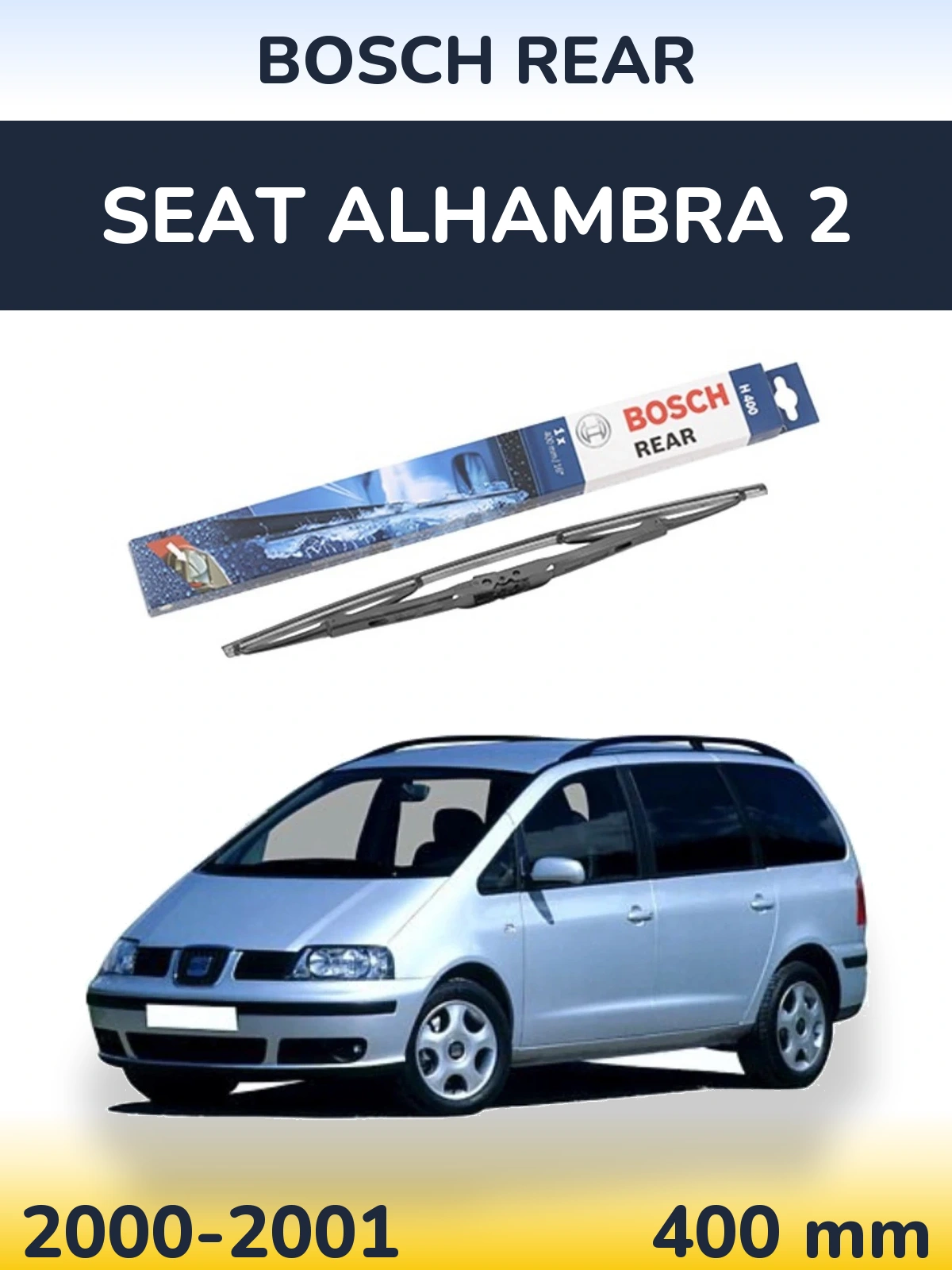 Rear wiper blade BOSCH Rear 400 mm for SEAT Alhambra 2 2000-2001
