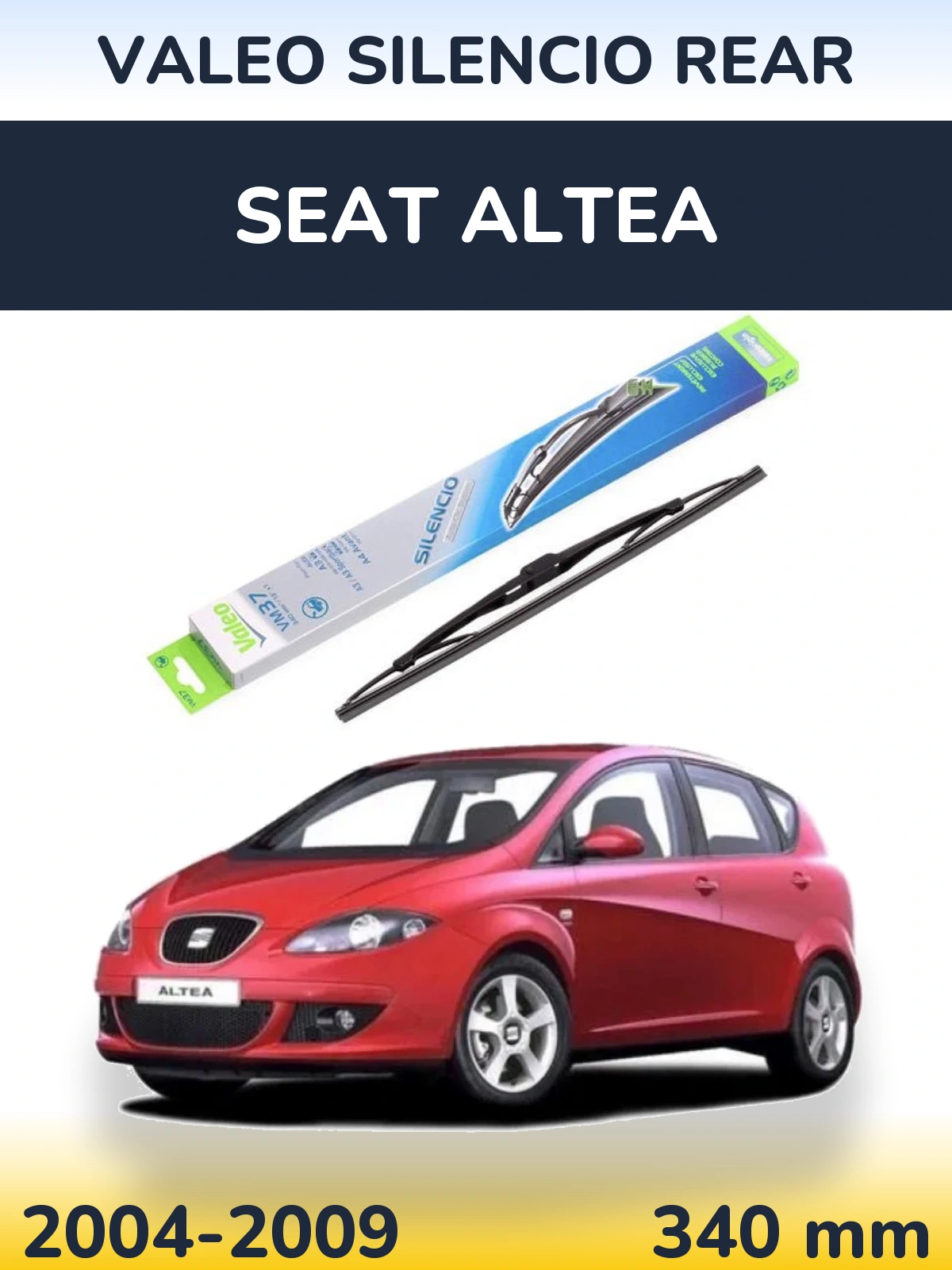 Rear wiper blade Valeo Silencio Rear 340 mm for SEAT Altea 2004-2009