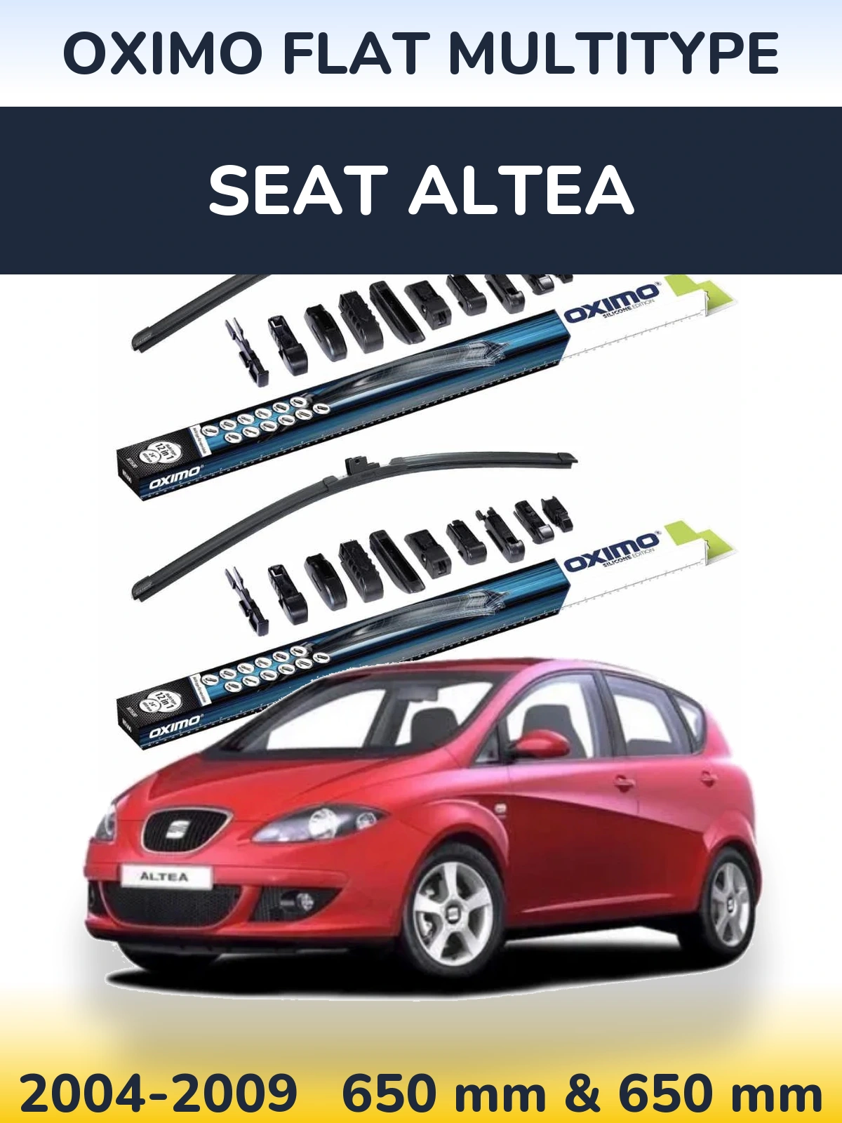 Комплект передніх щіток Oximo Flat MultiТипe 650 & 650 мм для SEAT Altea 2004-2009