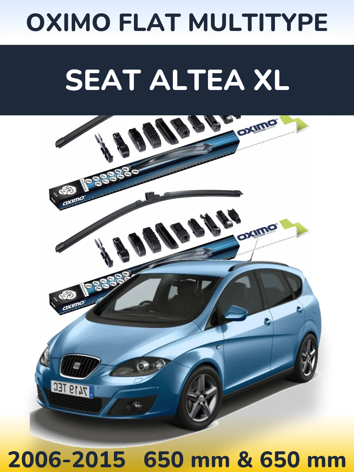 Комплект передніх щіток Oximo Flat MultiТипe 650 & 650 мм для SEAT Altea XL 2006-2015