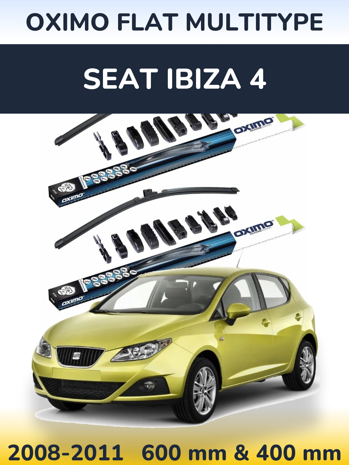 Комплект передних дворников Oximo Flat MultiТипe 600 & 400 мм для SEAT Ibiza 4 2008-2011