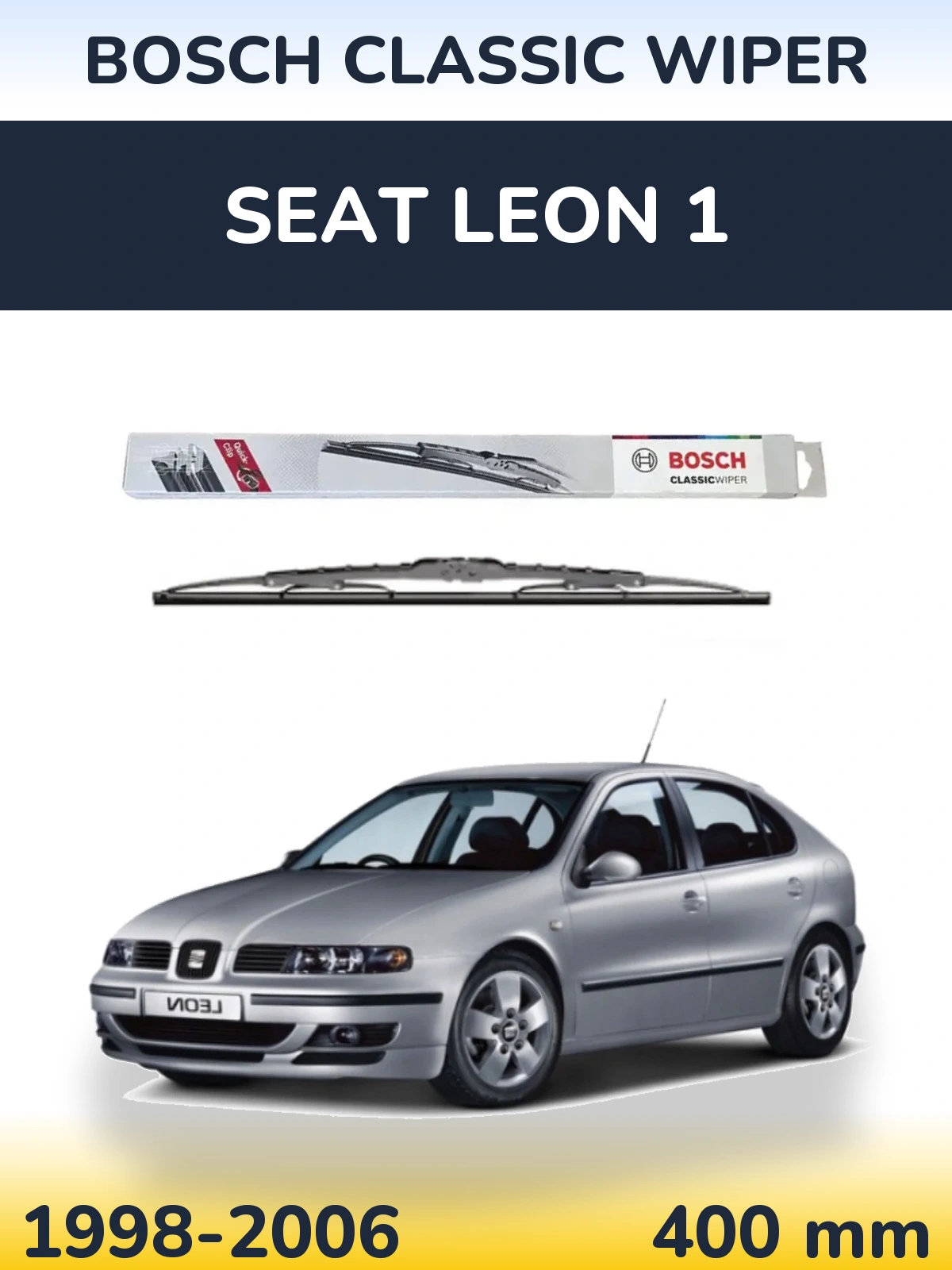 Rear wiper blade BOSCH Classic Wiper 400 mm for SEAT Leon 1 1998-2006