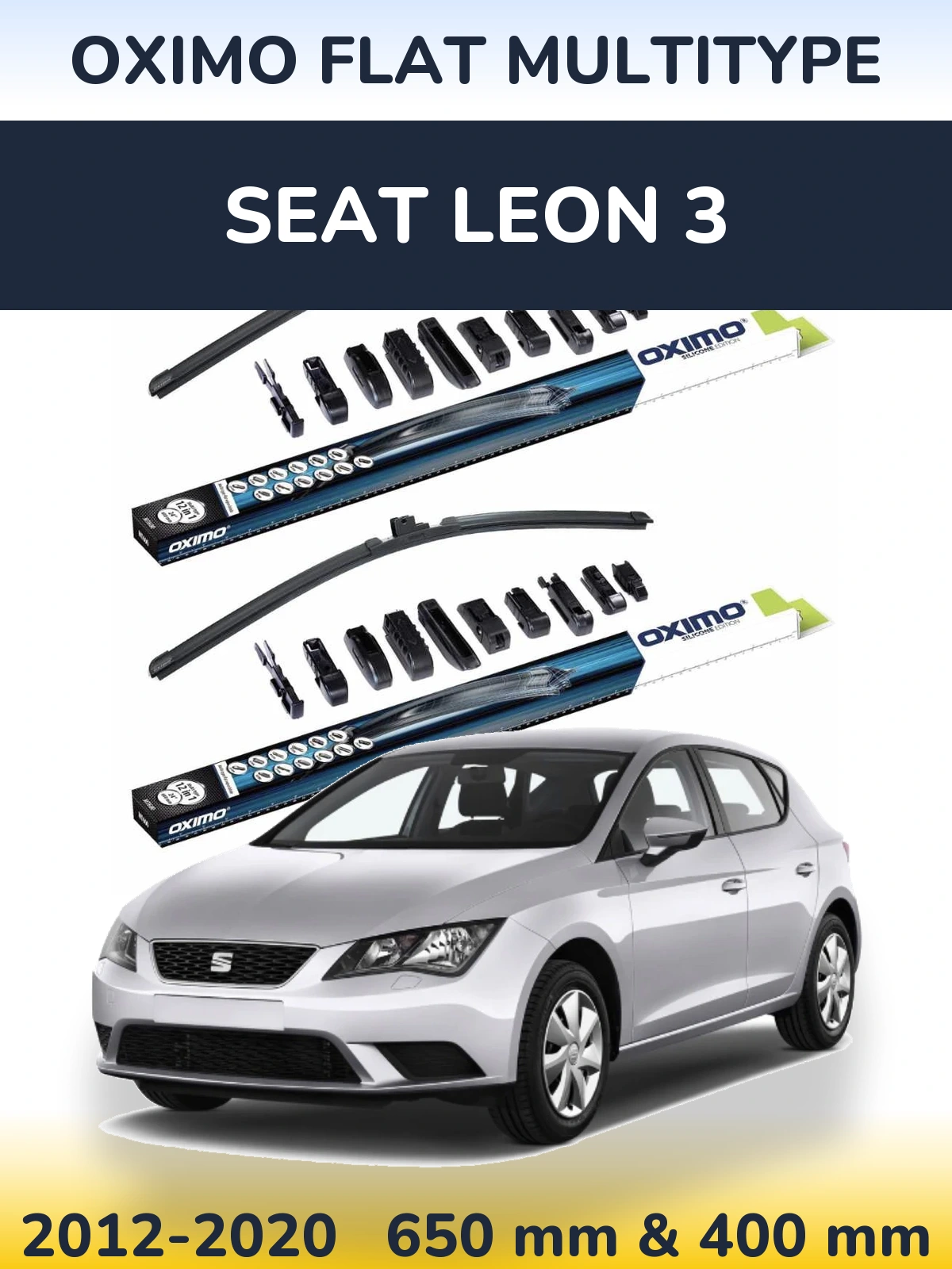 Комплект передніх щіток Oximo Flat MultiТипe 650 & 400 мм для SEAT Leon 3 2012-2020