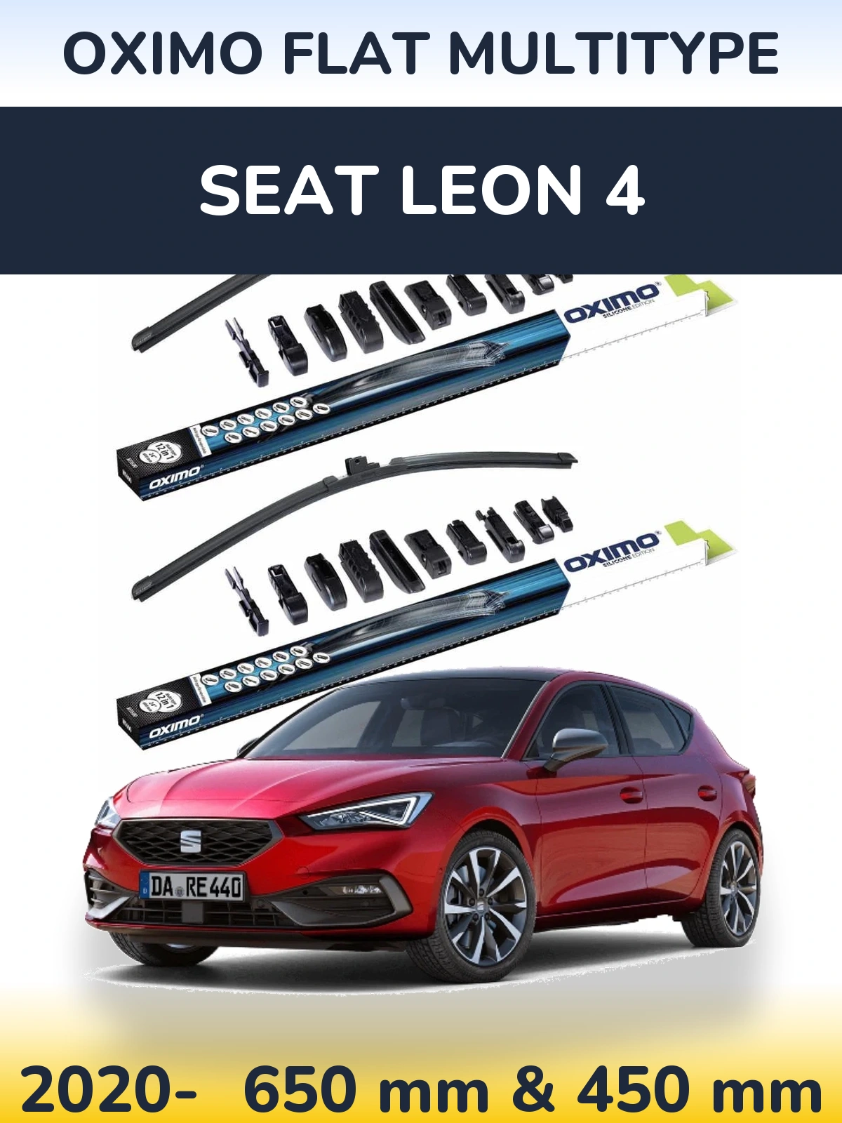 Комплект передних дворников Oximo Flat MultiТипe 650 & 450 мм для SEAT Leon 4 2020-2026