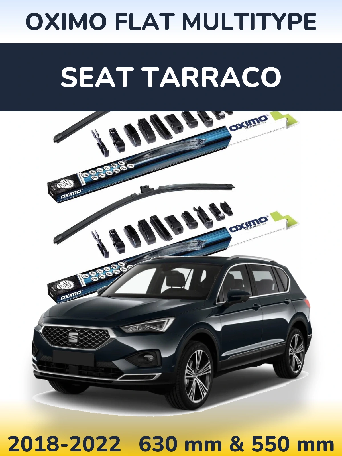 Комплект передних дворников Oximo Flat MultiТипe 600 & 550 мм для SEAT Tarraco 2018-2022