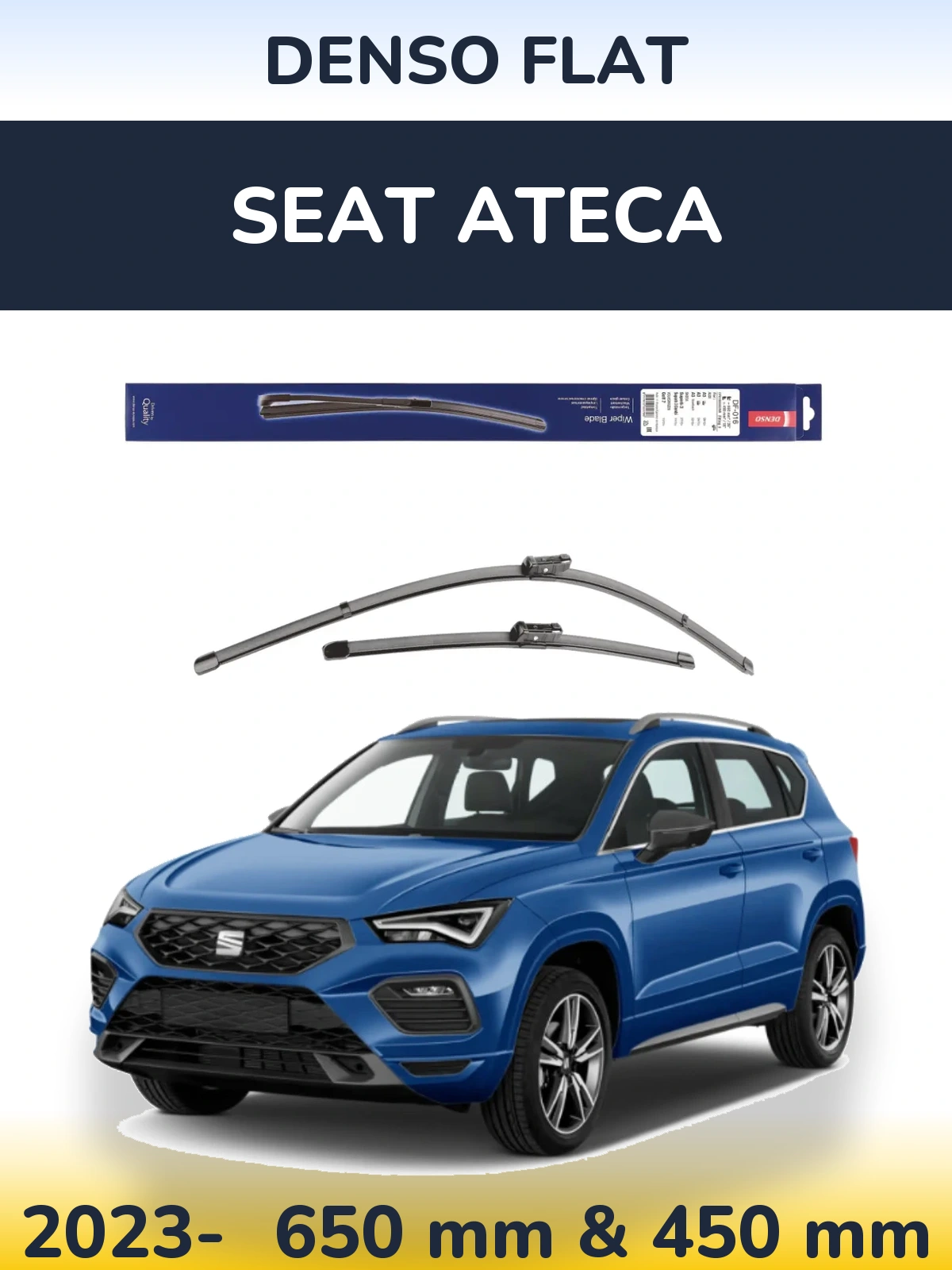 Комплект передних дворников Denso Flat 650 & 450 мм для SEAT Ateca 2023-2026