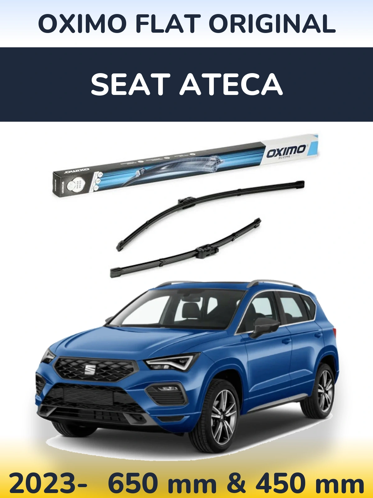 Комплект передних дворников Oximo Flat Original 650 & 450 мм для SEAT Ateca 2023-2026