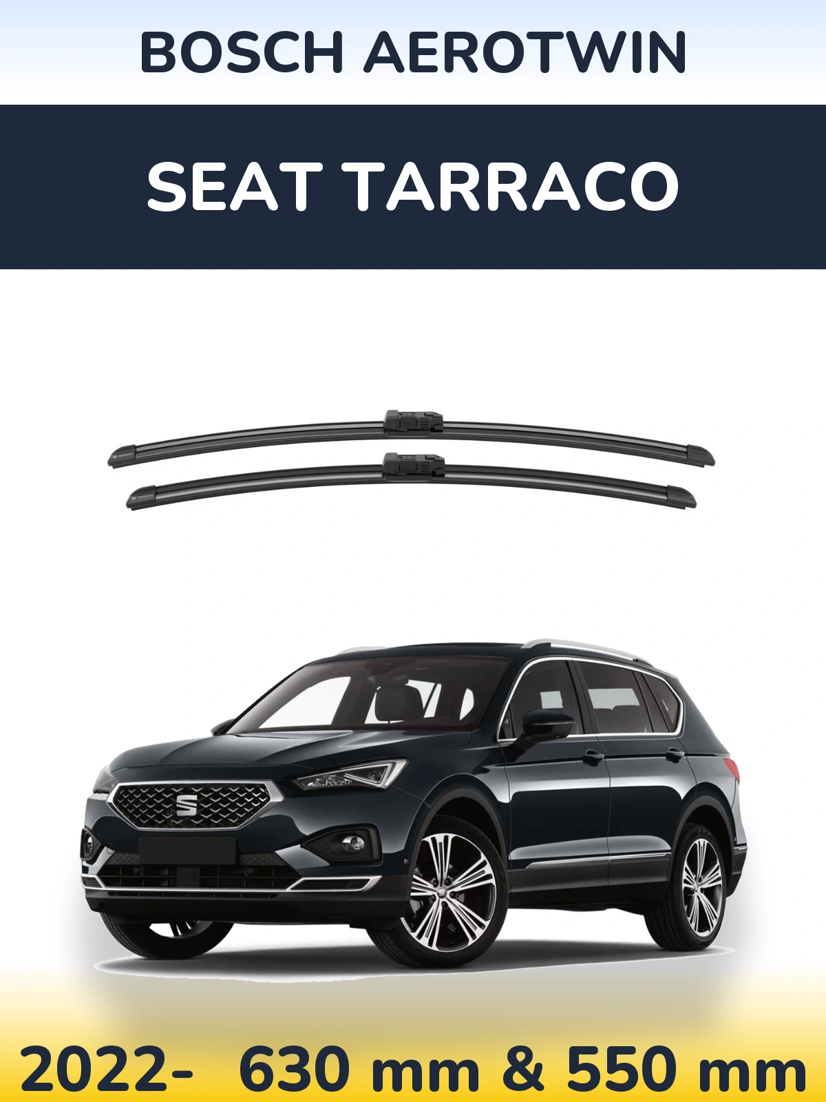 Комплект передніх щіток BOSCH AeroTwin 625 & 550 мм для SEAT Tarraco 2022-2026