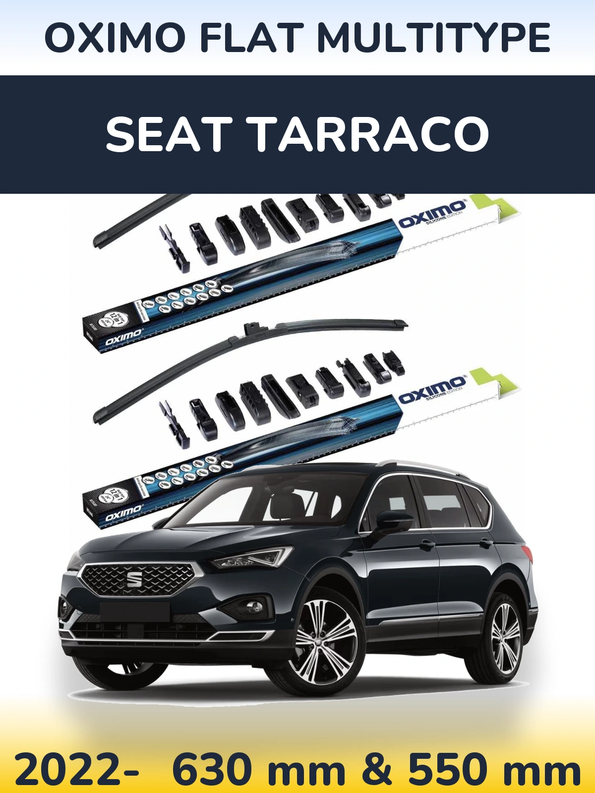 Комплект передніх щіток Oximo Flat MultiТипe 600 & 550 мм для SEAT Tarraco 2022-2026