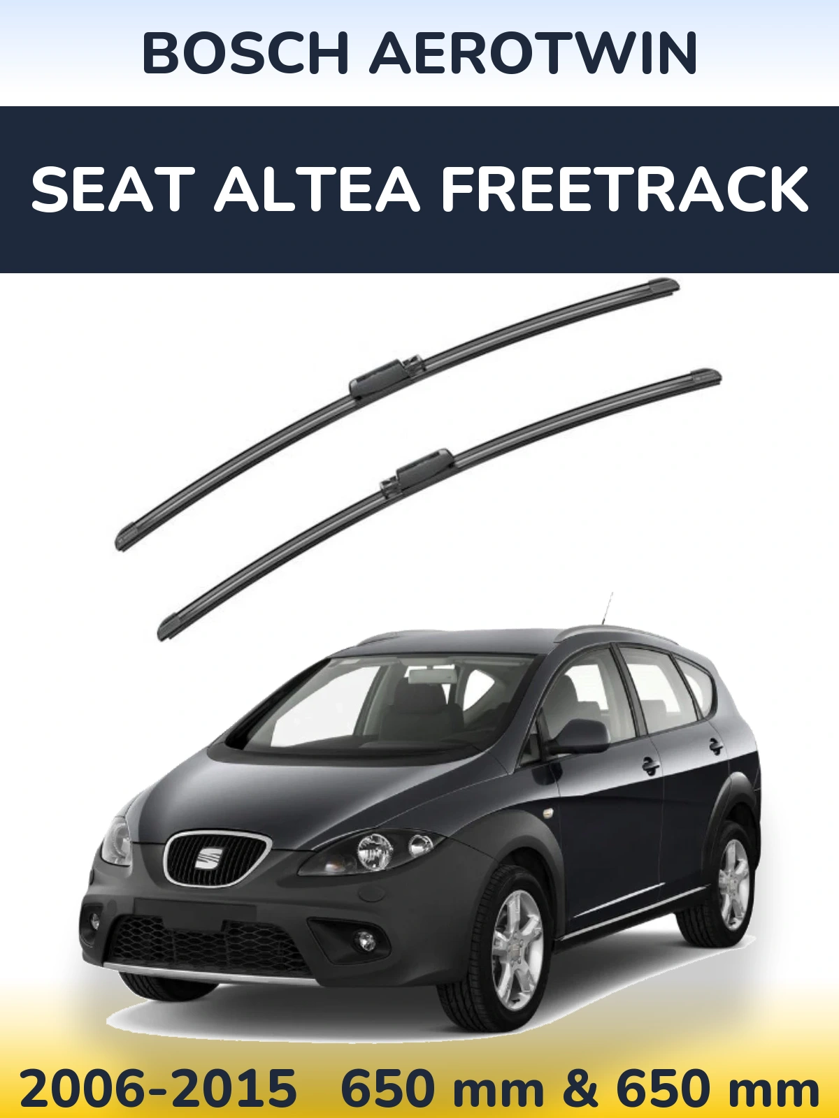 Комплект передних дворников BOSCH AeroTwin 650 & 650 мм для SEAT Altea Freetrack 2006-2015