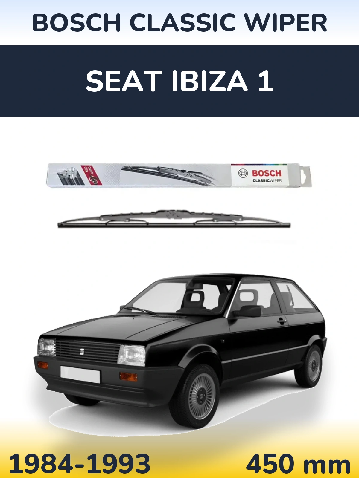 Rear wiper blade BOSCH Classic Wiper 450 mm for SEAT Ibiza 1 1984-1993