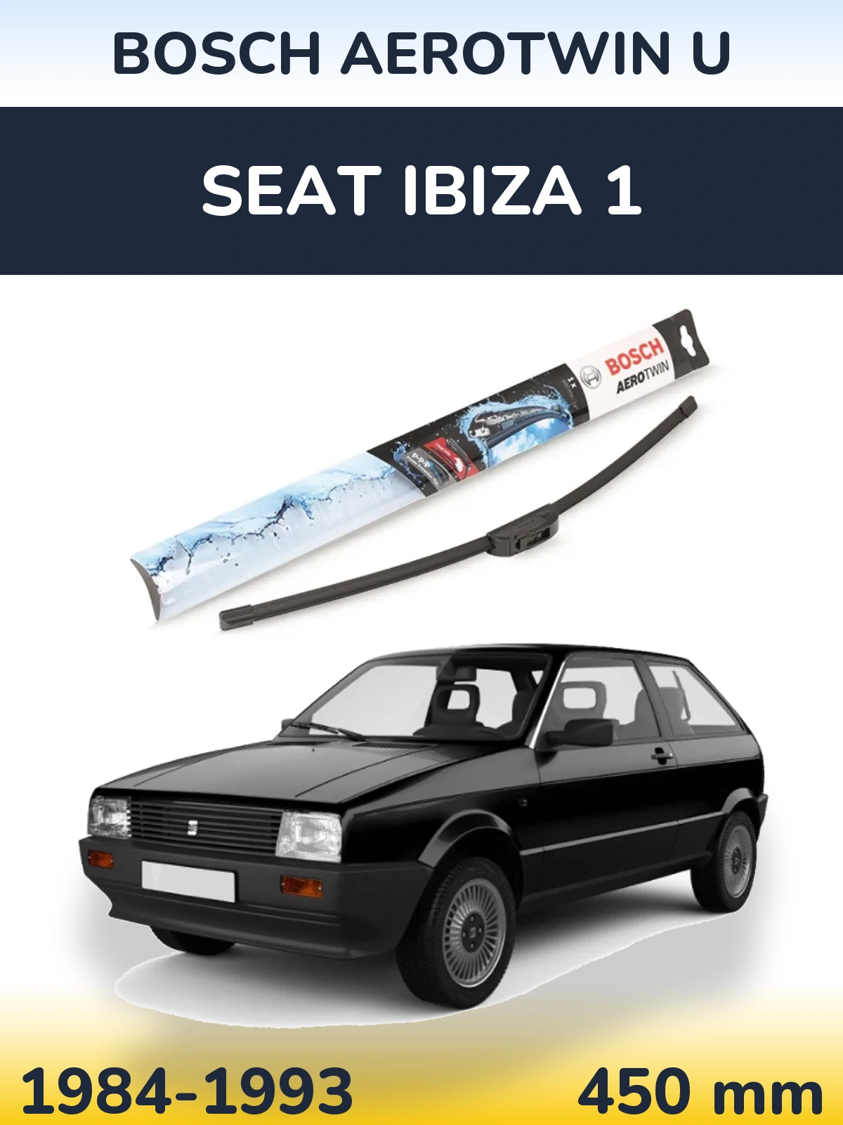 Front wiper blade BOSCH AeroTwin U 450 mm for SEAT Ibiza 1 1984-1993
