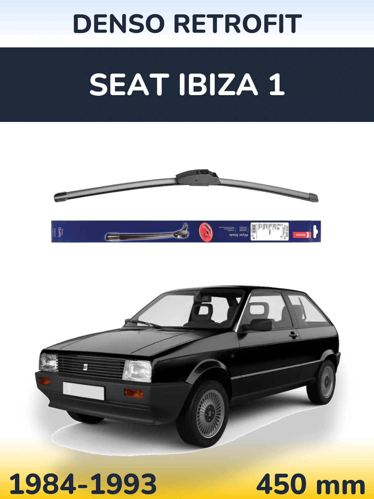 Front wiper blade Denso Retrofit 450 mm for SEAT Ibiza 1 1984-1993