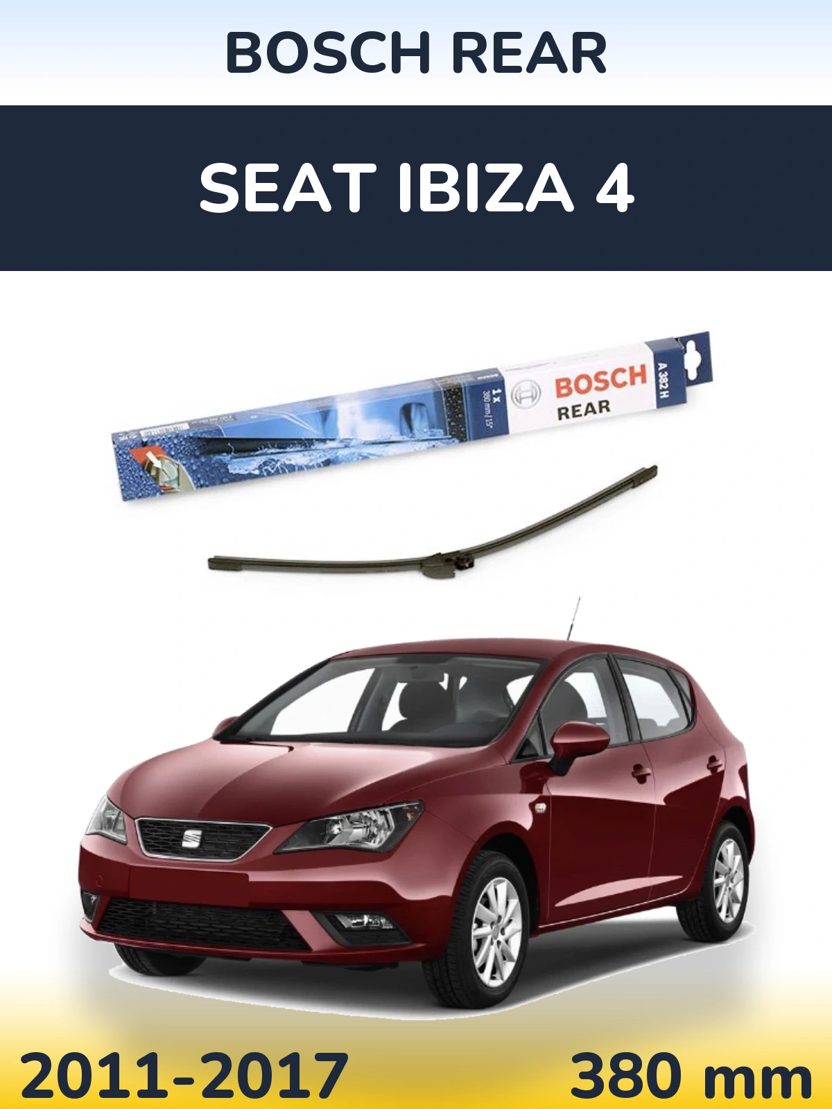 Rear wiper blade BOSCH Rear 380 mm for SEAT Ibiza 4 2011-2017