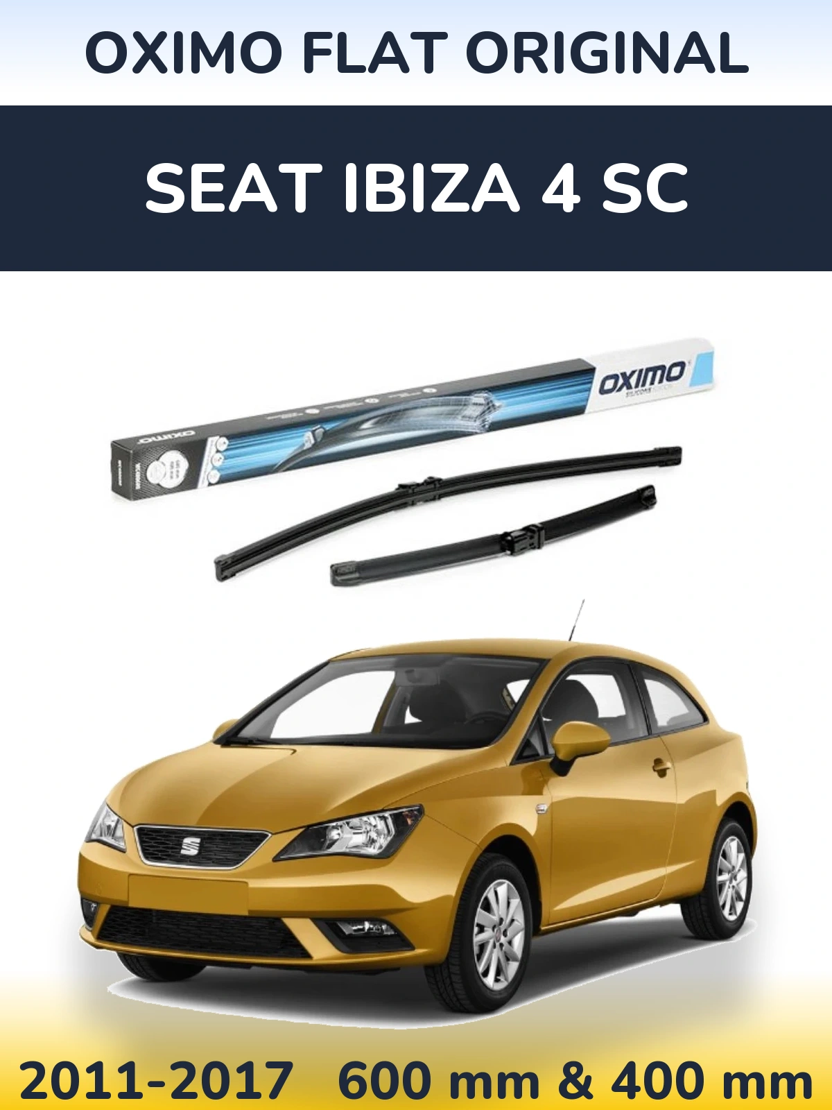 Комплект передних дворников Oximo Flat Original 600 & 400 мм для SEAT Ibiza 4 SC 2011-2017