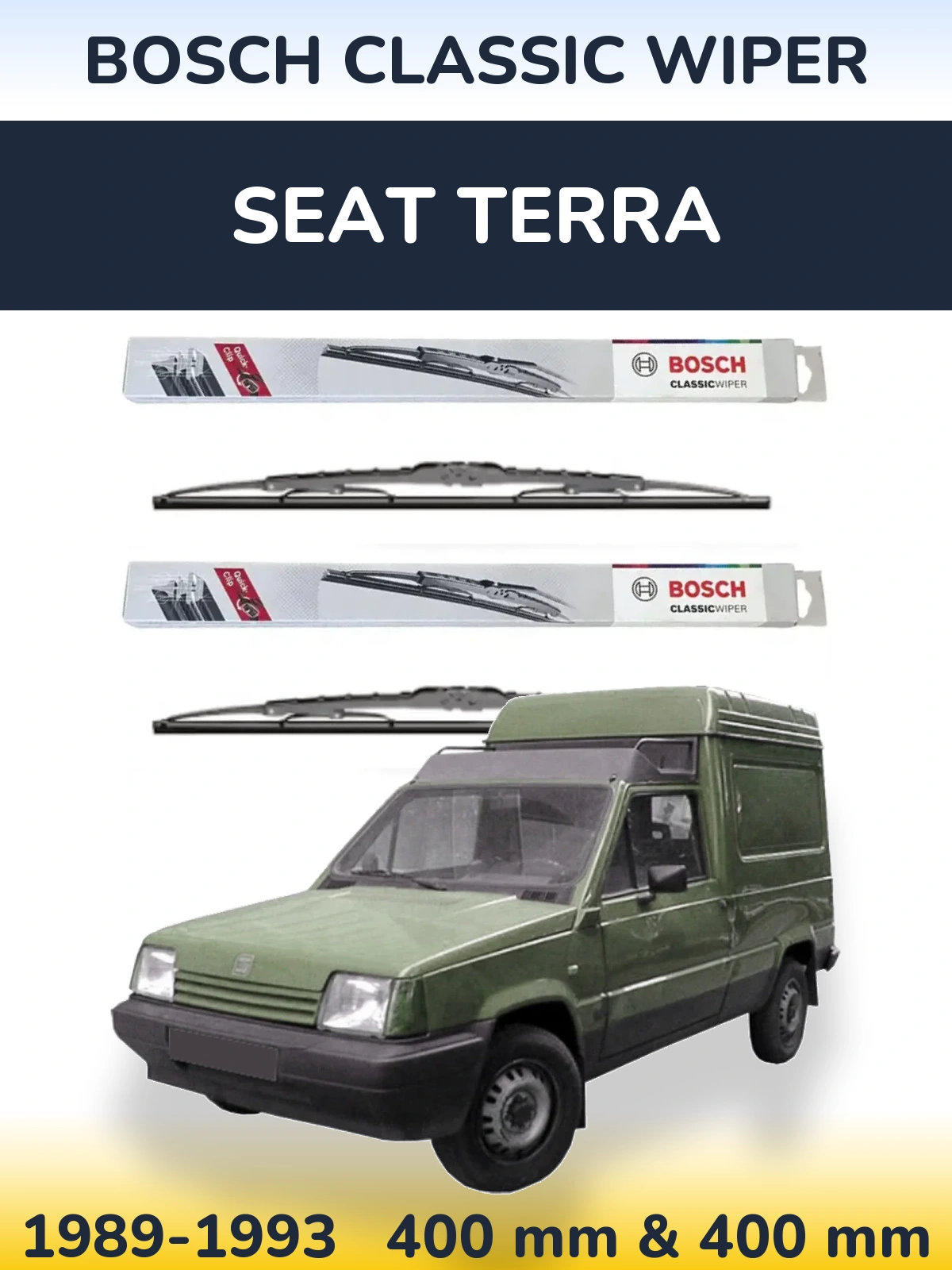 Комплект передніх щіток BOSCH Classic Wiper 400 & 400 мм для SEAT Terra 1989-1993