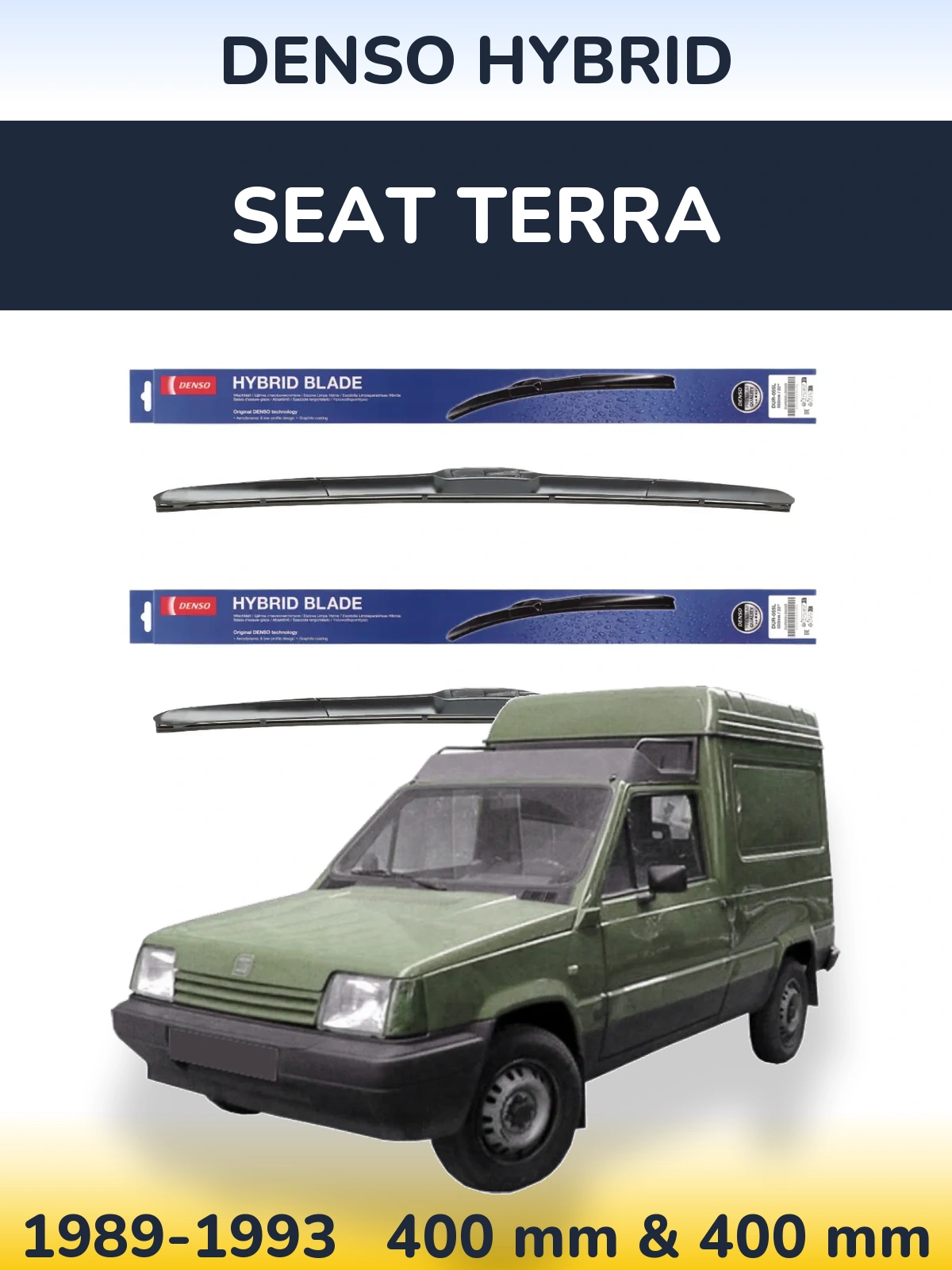 Комплект передніх щіток Denso Hybrid 400 & 400 мм для SEAT Terra 1989-1993