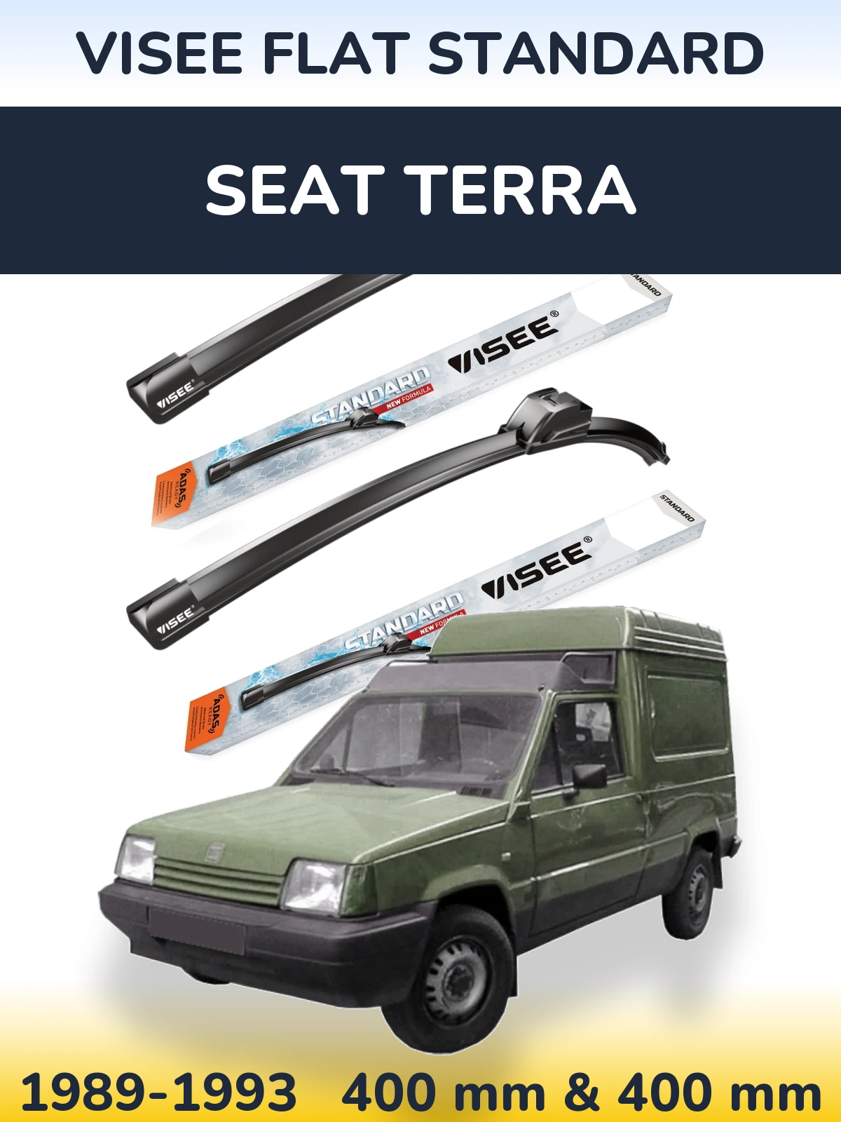 Комплект передніх щіток VISEE FLAT STANDARD 400 & 400 мм для SEAT Terra 1989-1993