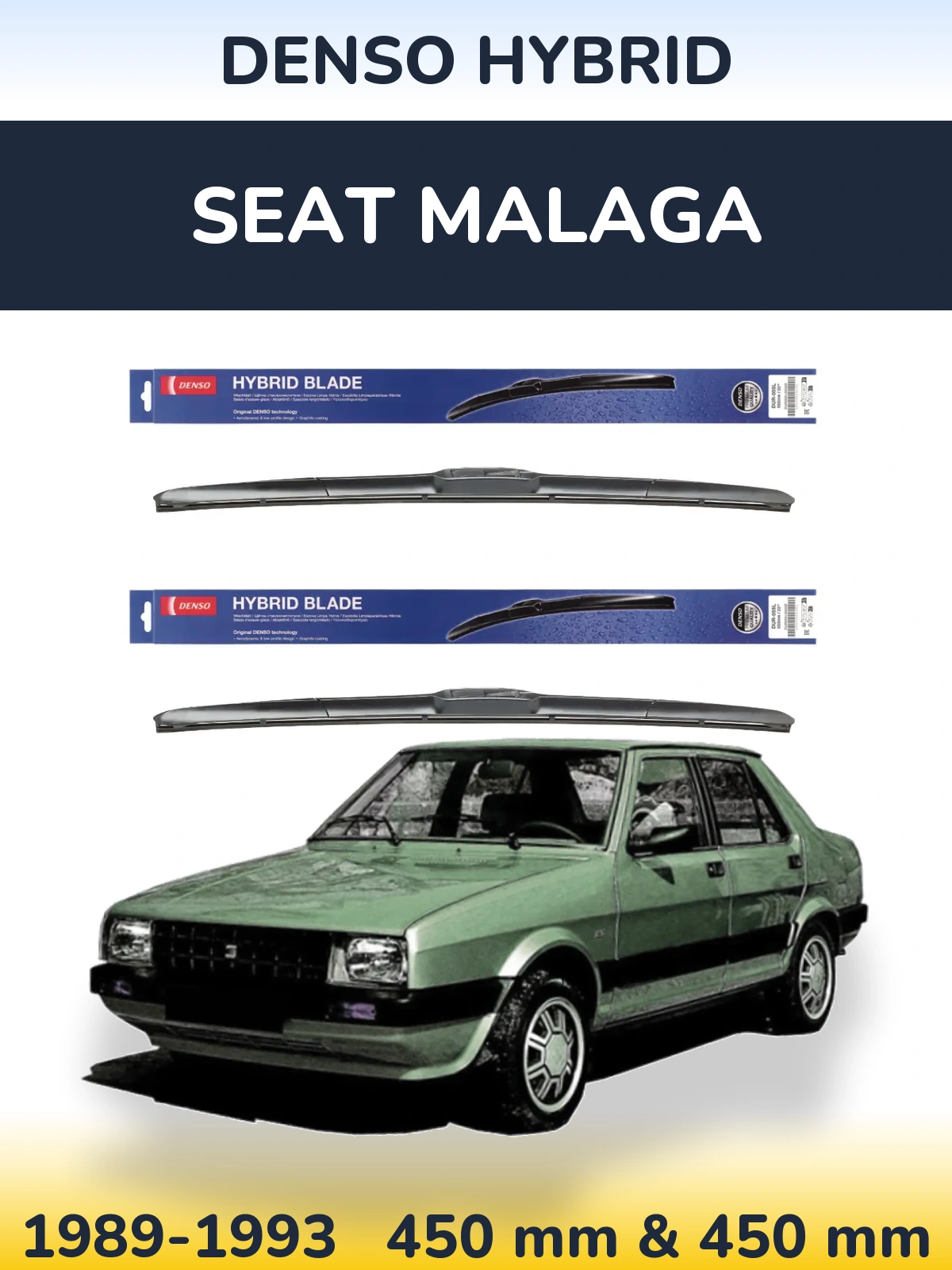 Комплект передних дворников Denso Hybrid 450 & 450 мм для SEAT Malaga 1989-1993