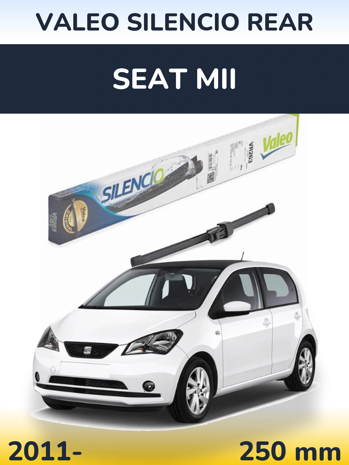 Задний дворник Valeo Silencio Rear 250 мм для SEAT Mii 2011-2026