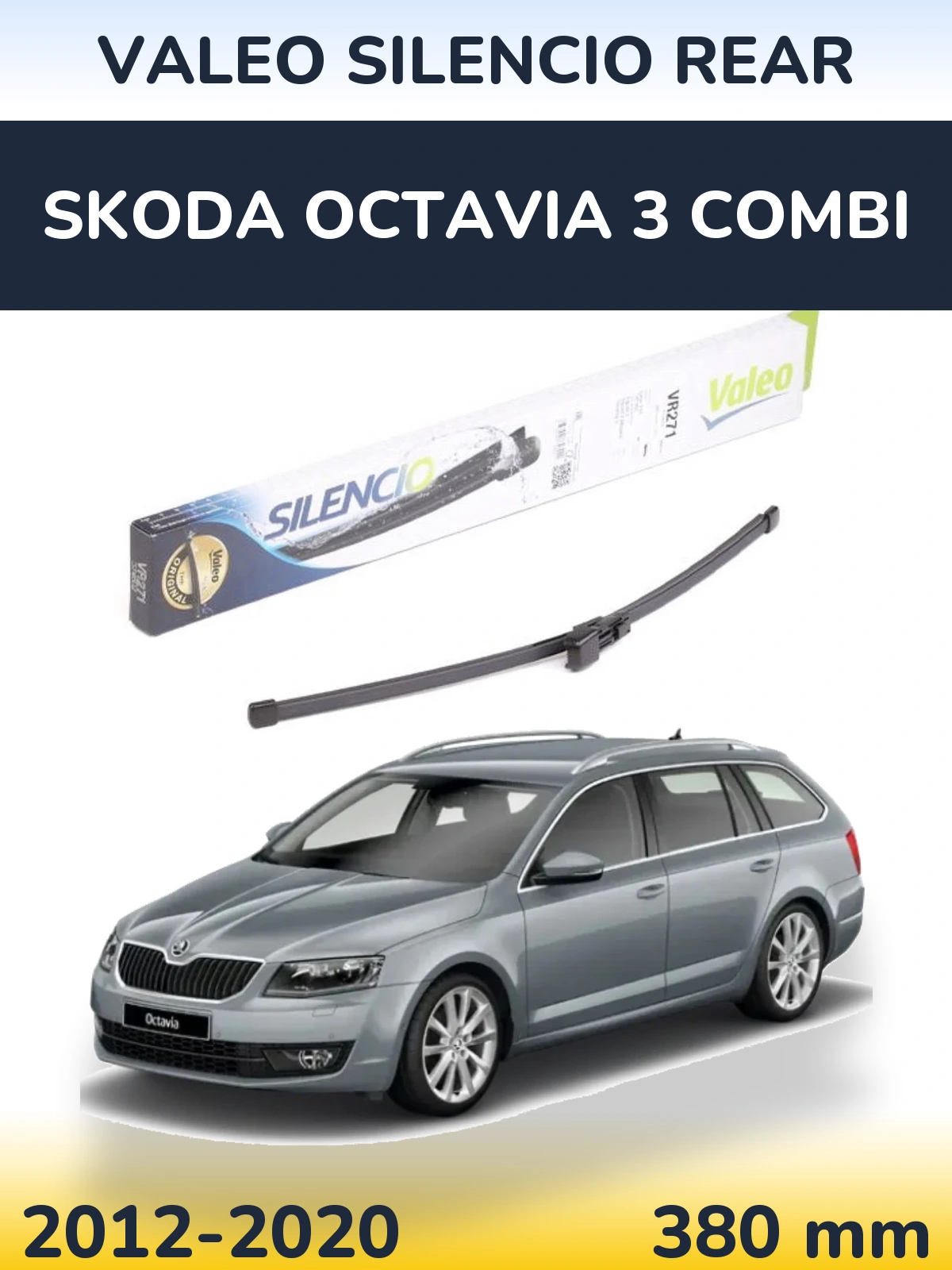 Rear wiper blade Valeo Silencio Rear 380 mm for Skoda Octavia 3 Combi 2012-2020