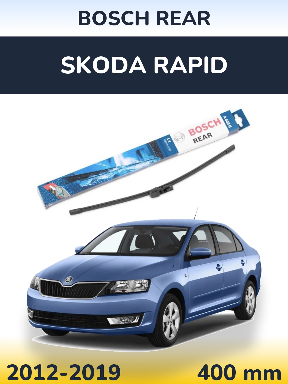 Rear wiper blade BOSCH Rear 400 mm for Skoda Rapid 2012-2019